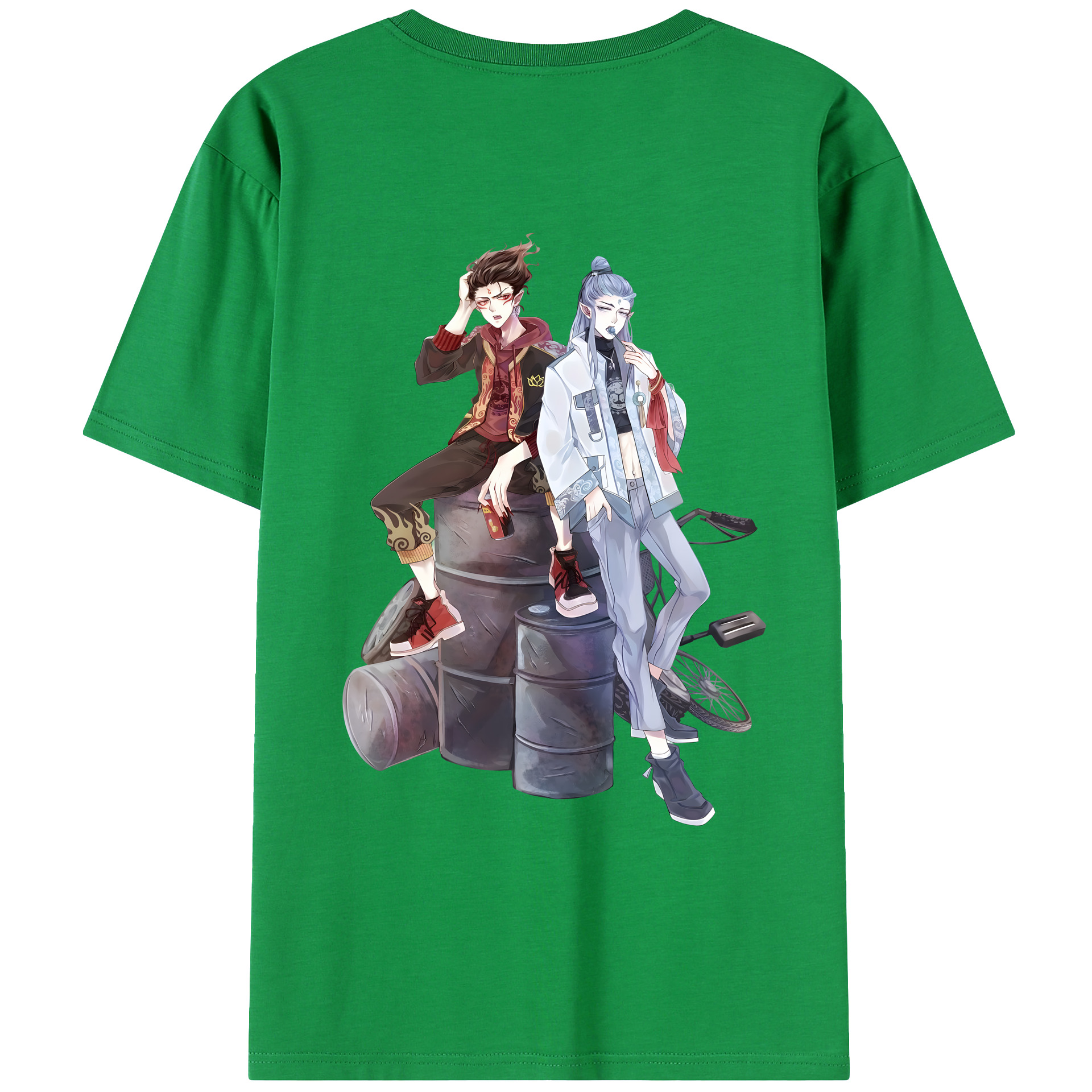（画像用） Ne Zha 2 ナタ 魔童の大暴れ 綿100％ メンズ半袖Tシャツ（バックプリント） 通気性