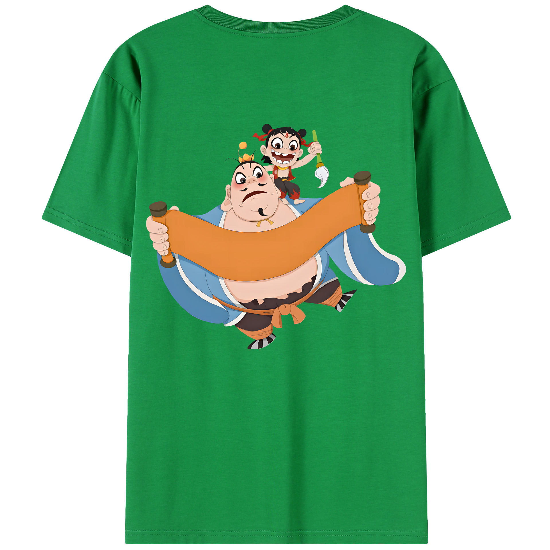 （画像用） Ne Zha 2 ナタ 魔童の大暴れ 綿100％ メンズ半袖Tシャツ（バックプリント） 通気性