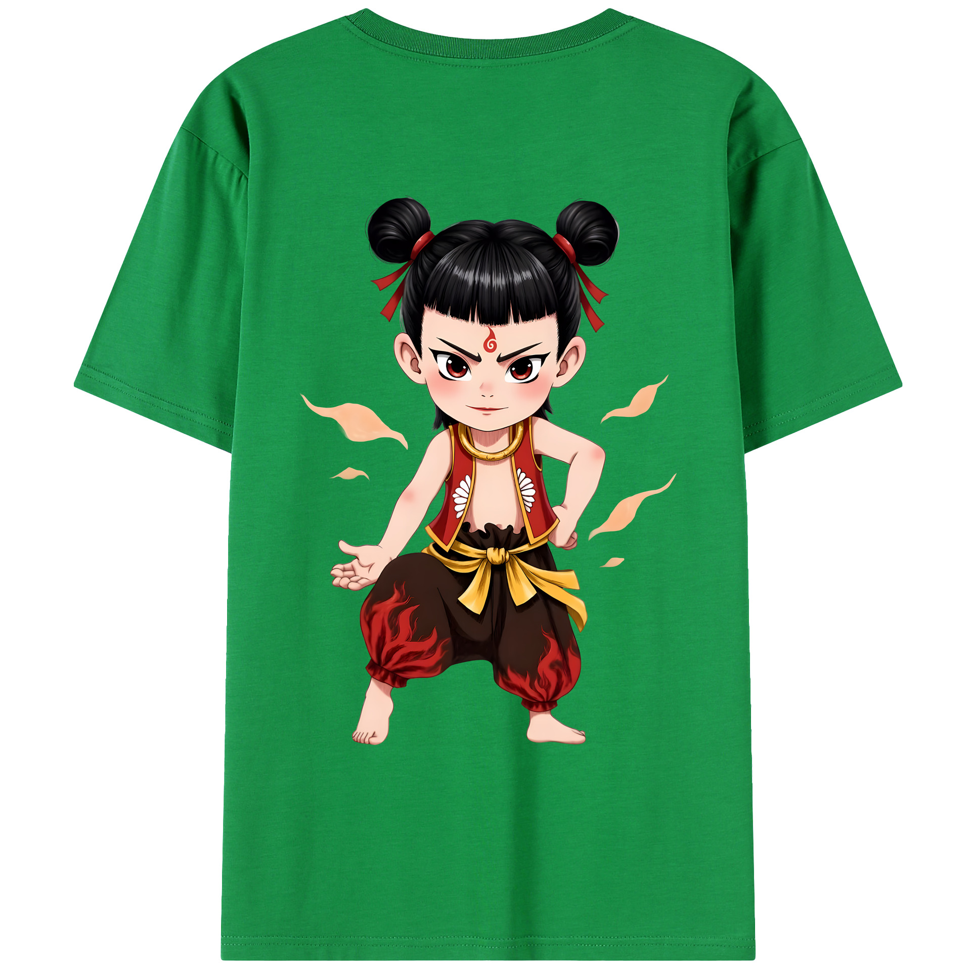 （画像用） Ne Zha 2 ナタ 魔童の大暴れ 綿100％ メンズ半袖Tシャツ（バックプリント） 通気性