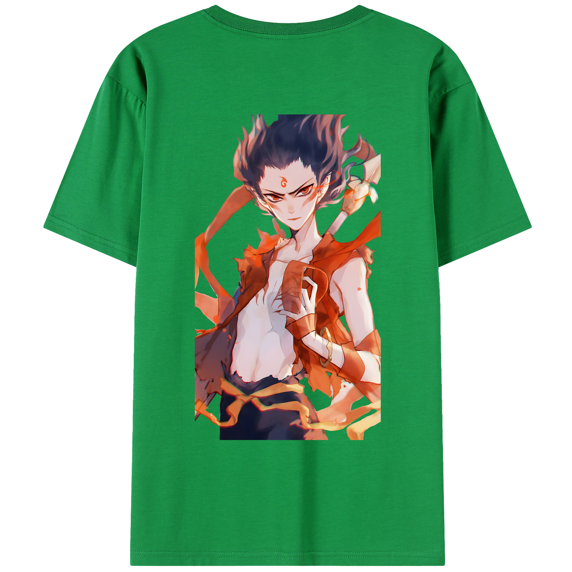 （画像用） Ne Zha 2 ナタ 魔童の大暴れ 綿100％ メンズ半袖Tシャツ（バックプリント） 通気性