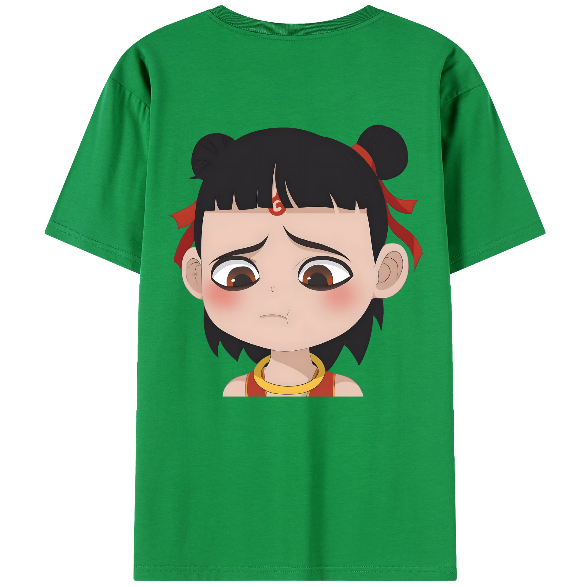 （画像用） Ne Zha 2 ナタ 魔童の大暴れ 綿100％ メンズ半袖Tシャツ（バックプリント） 通気性