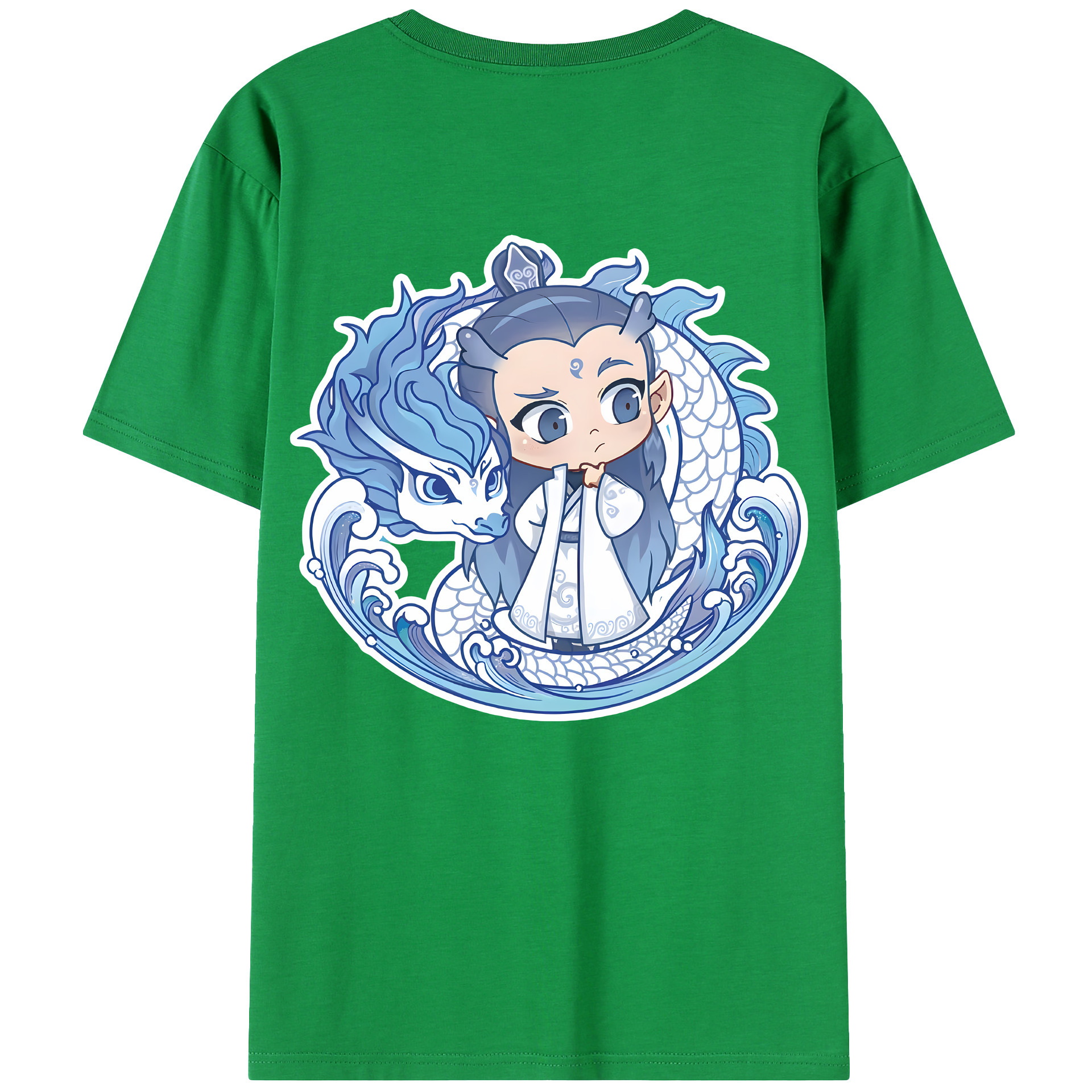（画像用） Ne Zha 2 ナタ 魔童の大暴れ 綿100％ メンズ半袖Tシャツ（バックプリント） 通気性