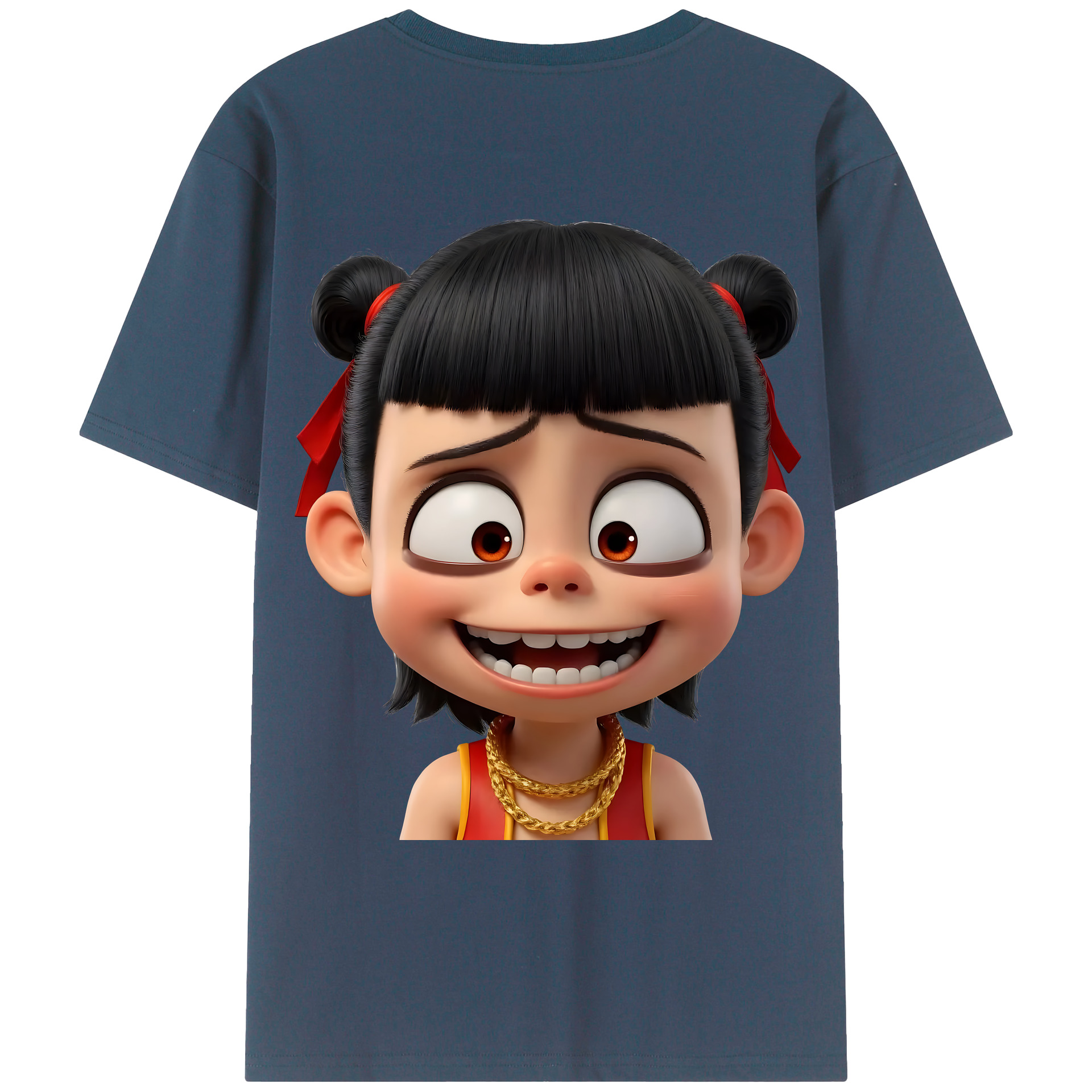 （画像用） Ne Zha 2 ナタ 魔童の大暴れ 綿100％ メンズ半袖Tシャツ（バックプリント） 通気性