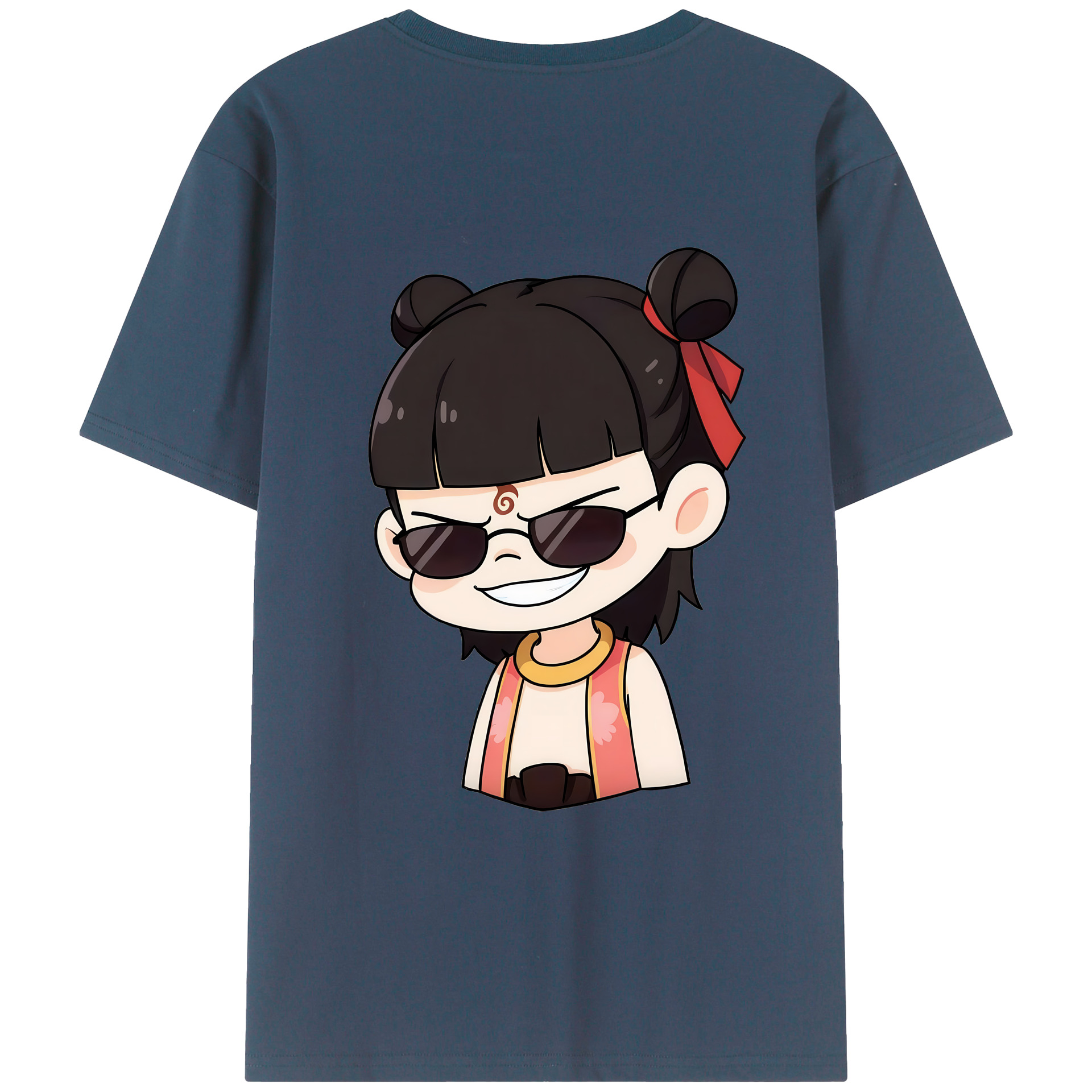 （画像用） Ne Zha 2 ナタ 魔童の大暴れ 綿100％ メンズ半袖Tシャツ（バックプリント） 通気性