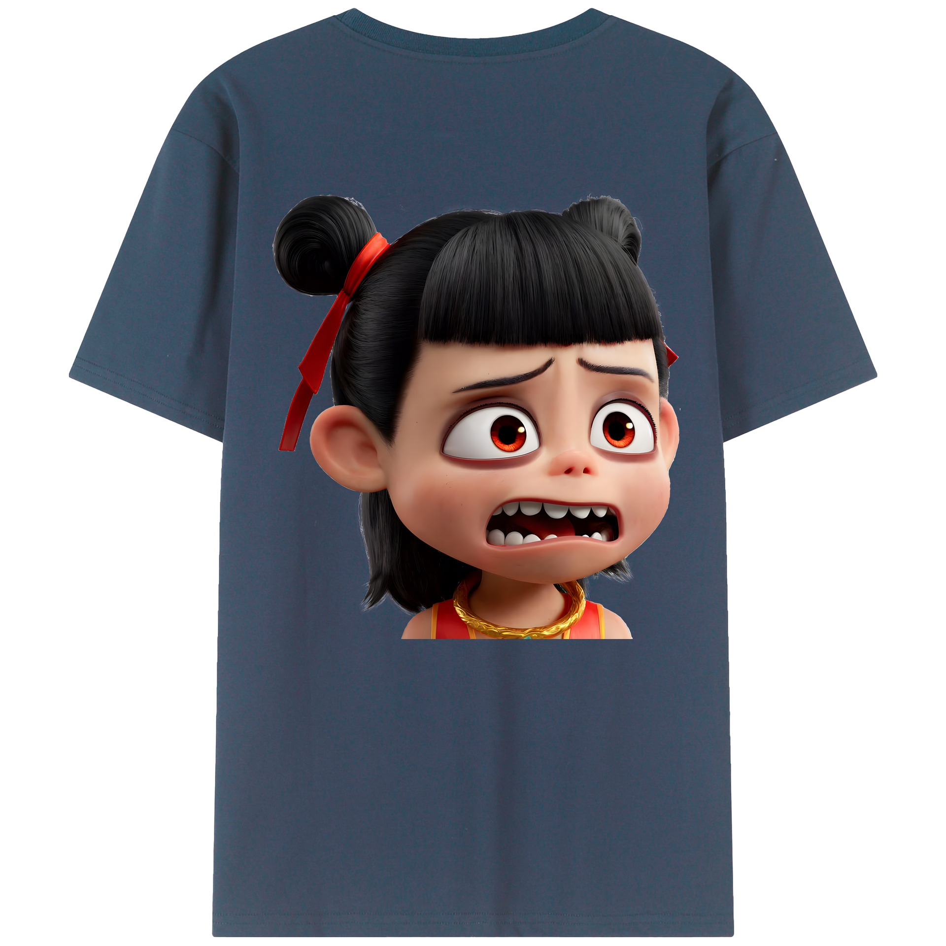 （画像用） Ne Zha 2 ナタ 魔童の大暴れ 綿100％ メンズ半袖Tシャツ（バックプリント） 通気性