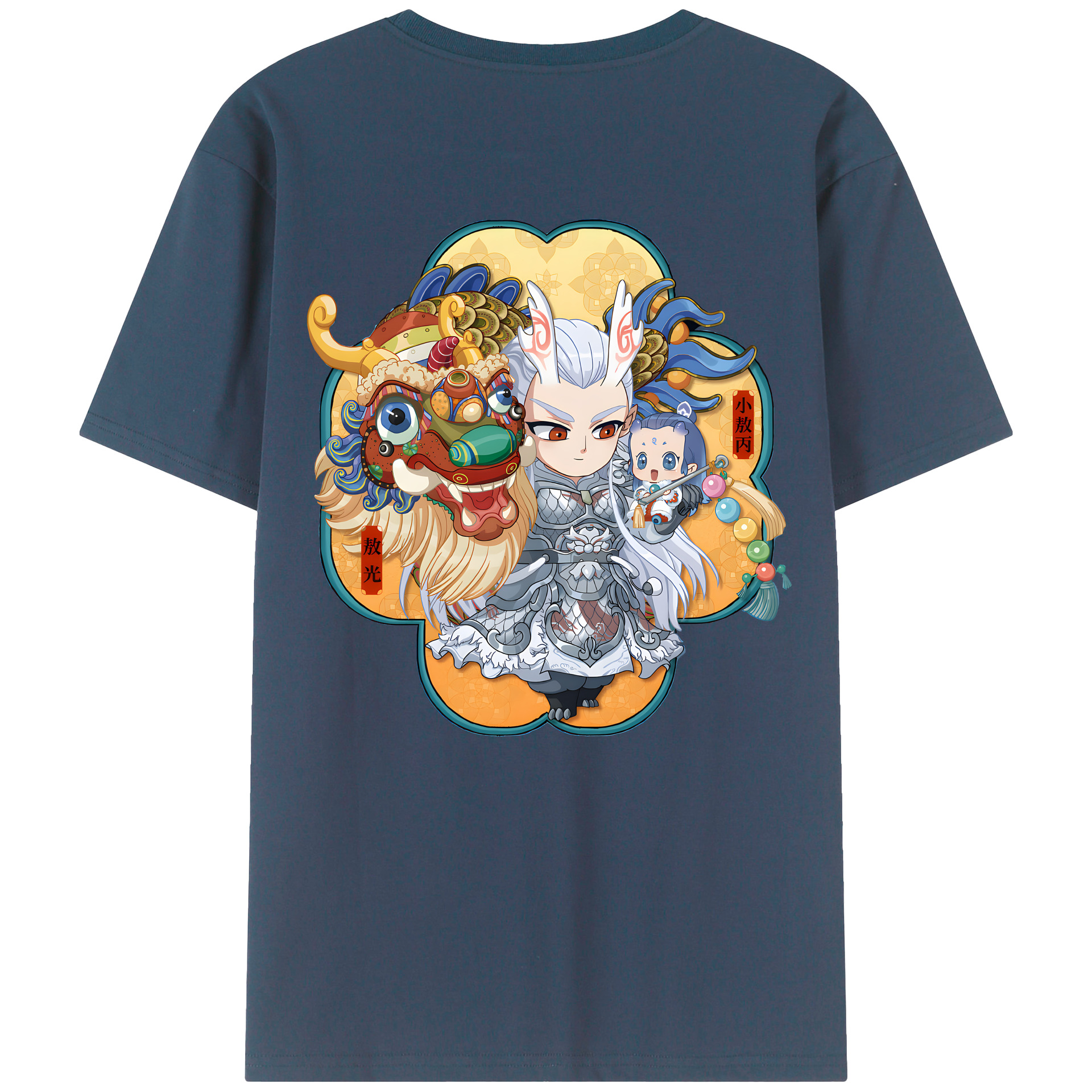 （画像用） Ne Zha 2 ナタ 魔童の大暴れ 綿100％ メンズ半袖Tシャツ（バックプリント） 通気性