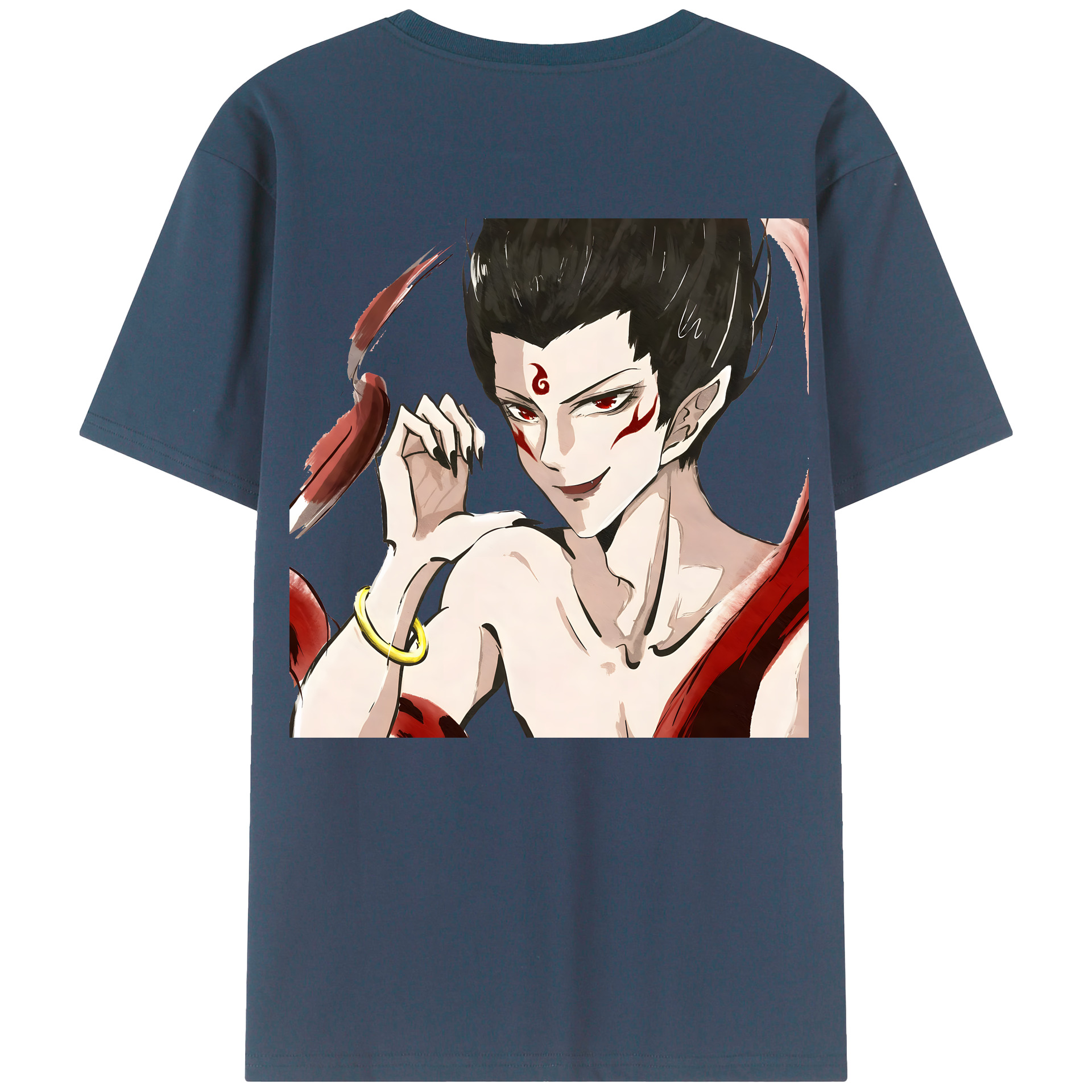 （画像用） Ne Zha 2 ナタ 魔童の大暴れ 綿100％ メンズ半袖Tシャツ（バックプリント） 通気性