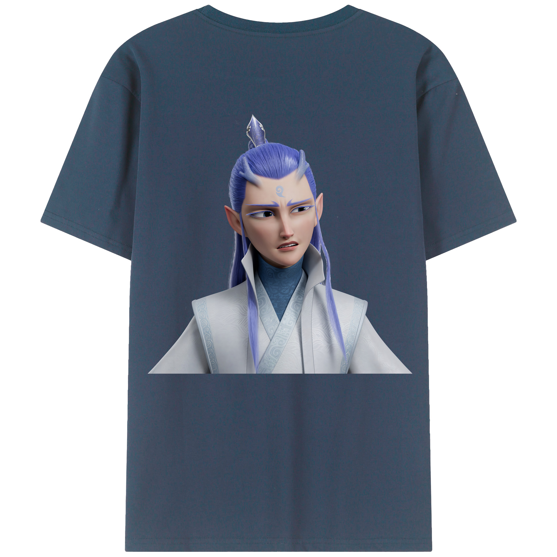 （画像用） Ne Zha 2 ナタ 魔童の大暴れ 綿100％ メンズ半袖Tシャツ（バックプリント） 通気性