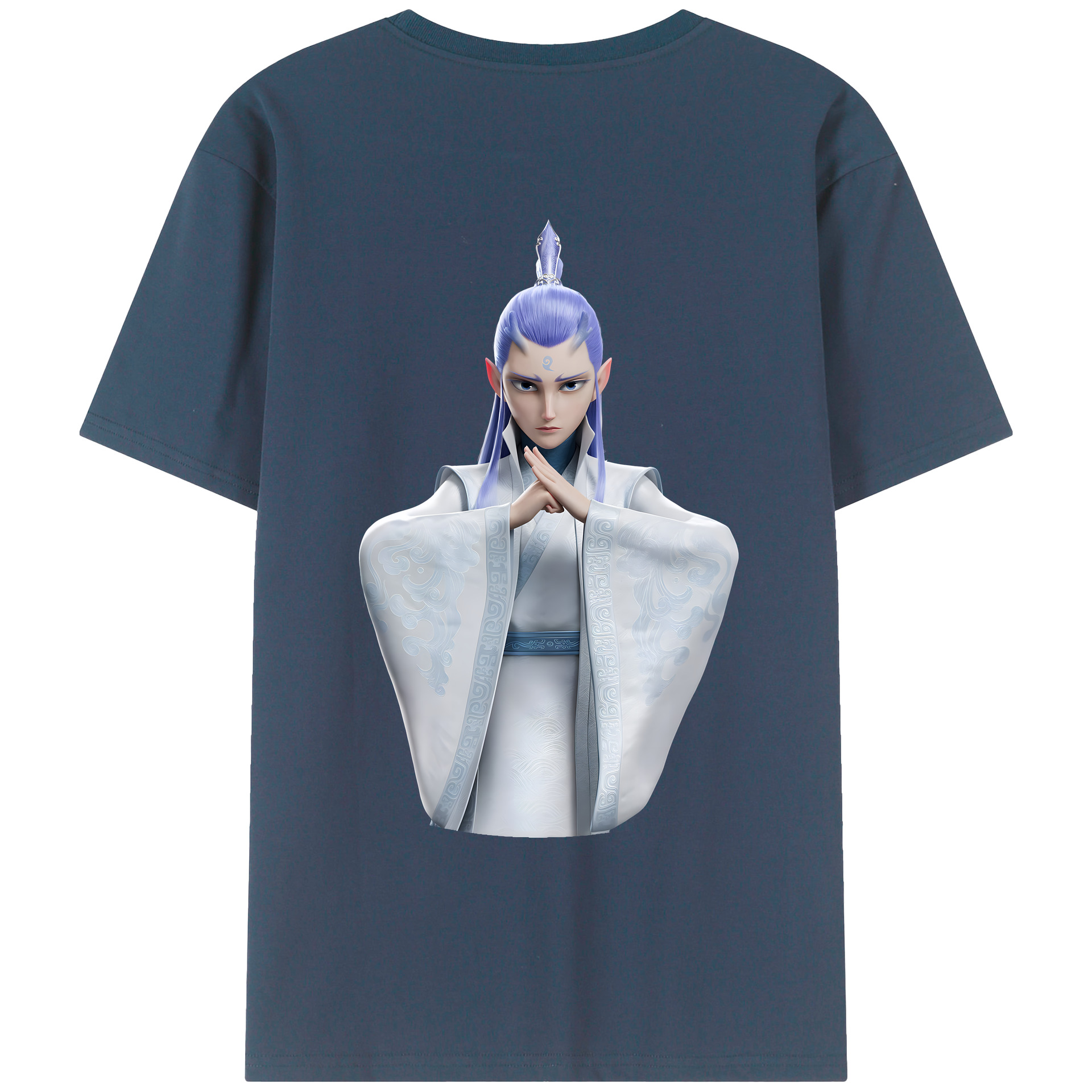 （画像用） Ne Zha 2 ナタ 魔童の大暴れ 綿100％ メンズ半袖Tシャツ（バックプリント） 通気性