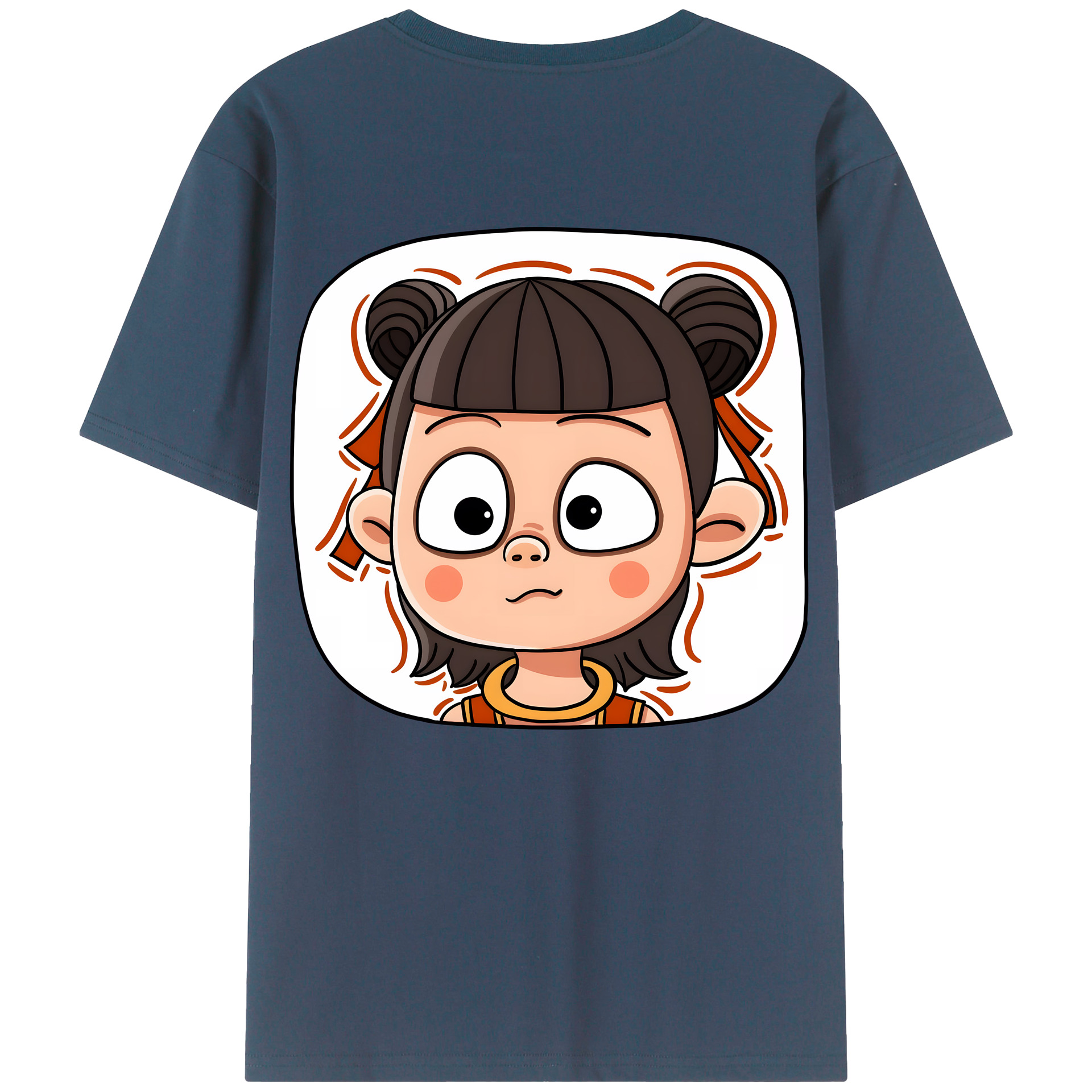 （画像用） Ne Zha 2 ナタ 魔童の大暴れ 綿100％ メンズ半袖Tシャツ（バックプリント） 通気性