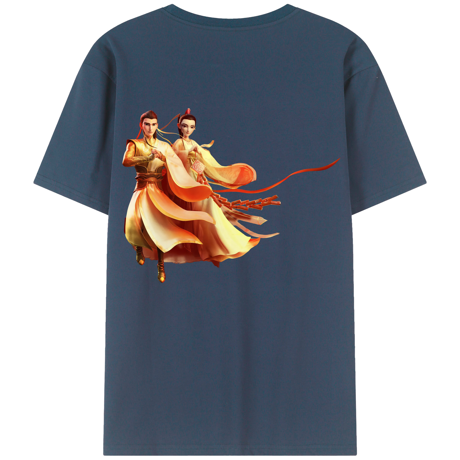 （画像用） Ne Zha 2 ナタ 魔童の大暴れ 綿100％ メンズ半袖Tシャツ（バックプリント） 通気性