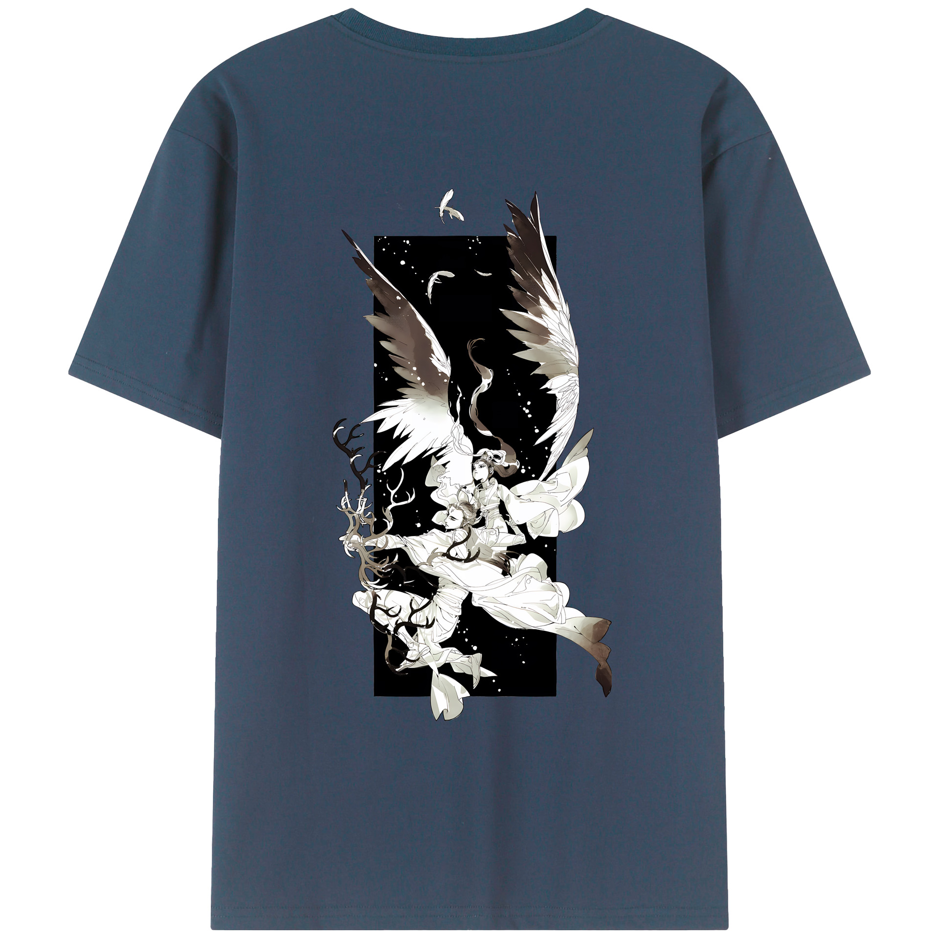 （画像用） Ne Zha 2 ナタ 魔童の大暴れ 綿100％ メンズ半袖Tシャツ（バックプリント） 通気性