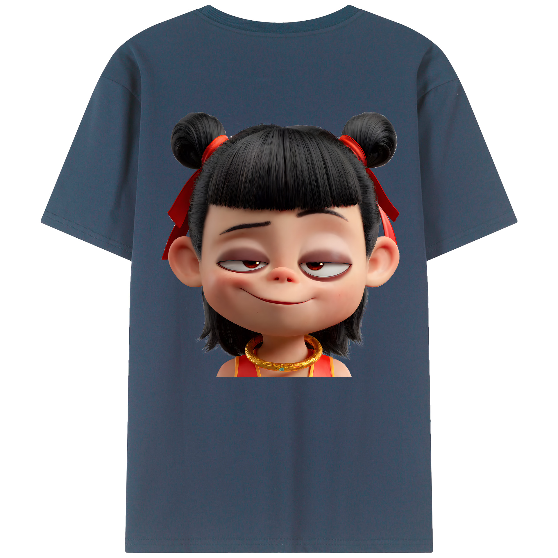 （画像用） Ne Zha 2 ナタ 魔童の大暴れ 綿100％ メンズ半袖Tシャツ（バックプリント） 通気性