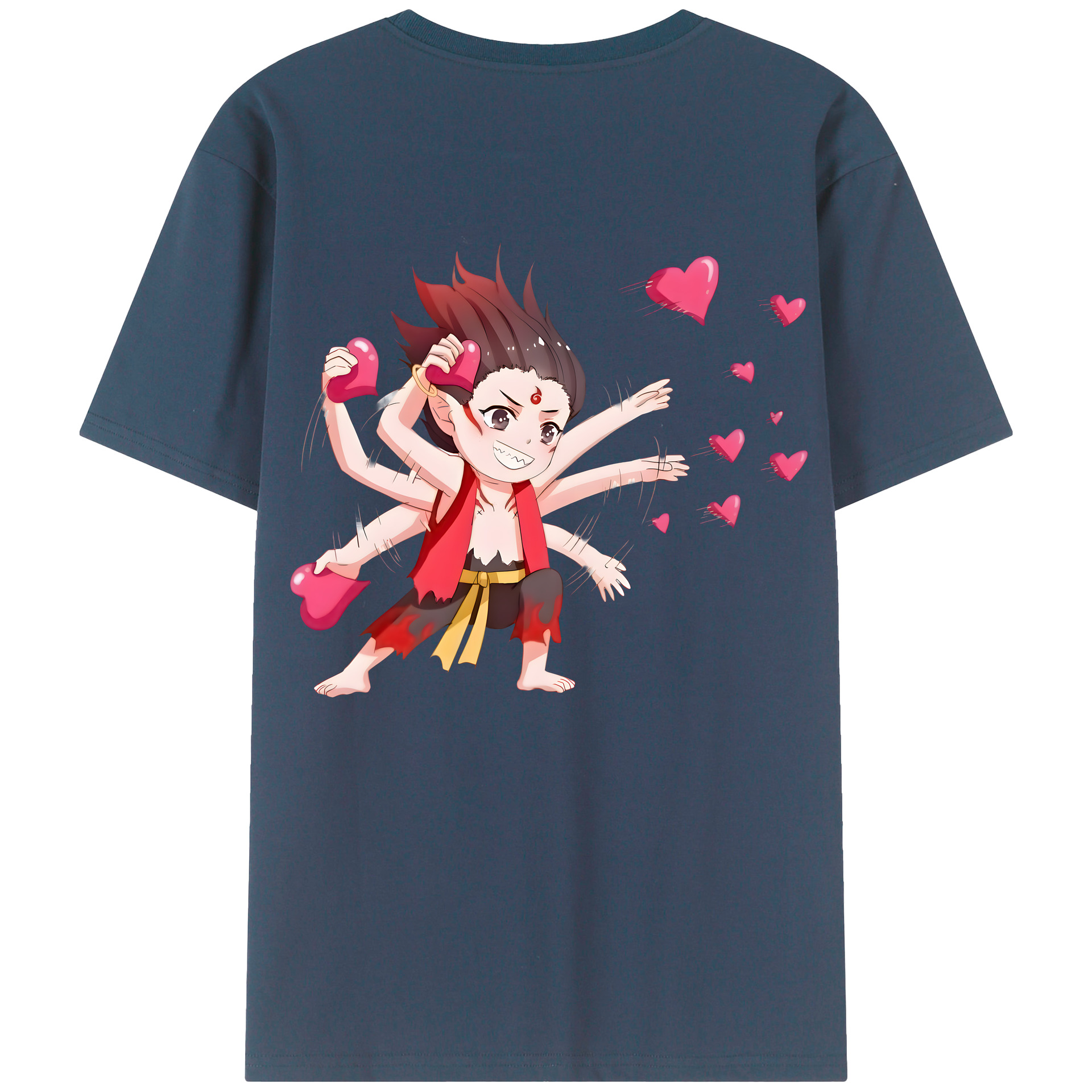 （画像用） Ne Zha 2 ナタ 魔童の大暴れ 綿100％ メンズ半袖Tシャツ（バックプリント） 通気性