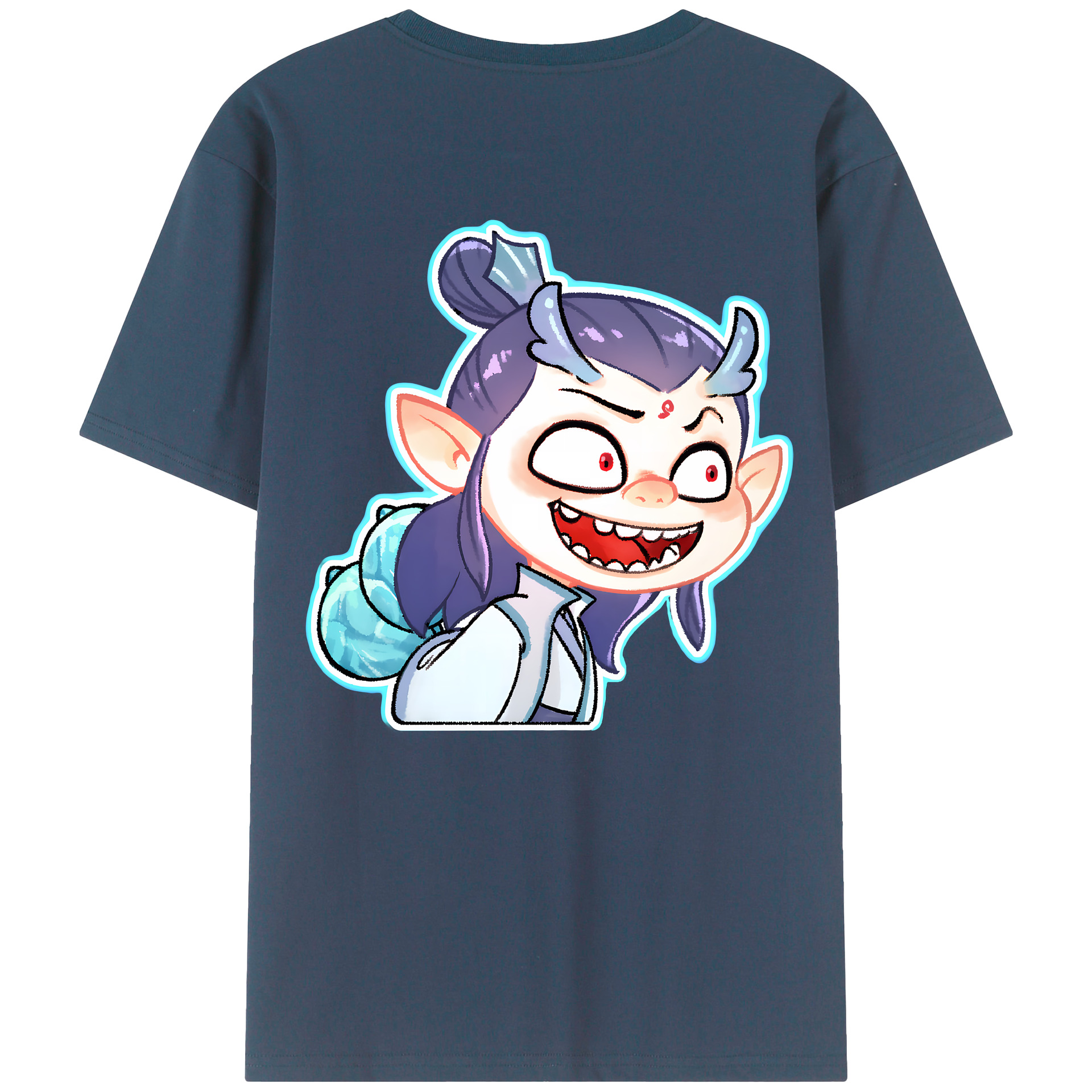 （画像用） Ne Zha 2 ナタ 魔童の大暴れ 綿100％ メンズ半袖Tシャツ（バックプリント） 通気性