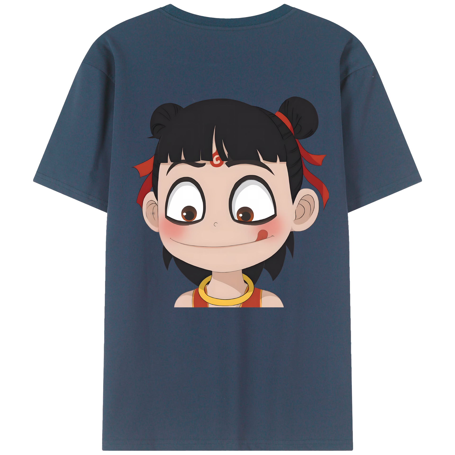 （画像用） Ne Zha 2 ナタ 魔童の大暴れ 綿100％ メンズ半袖Tシャツ（バックプリント） 通気性