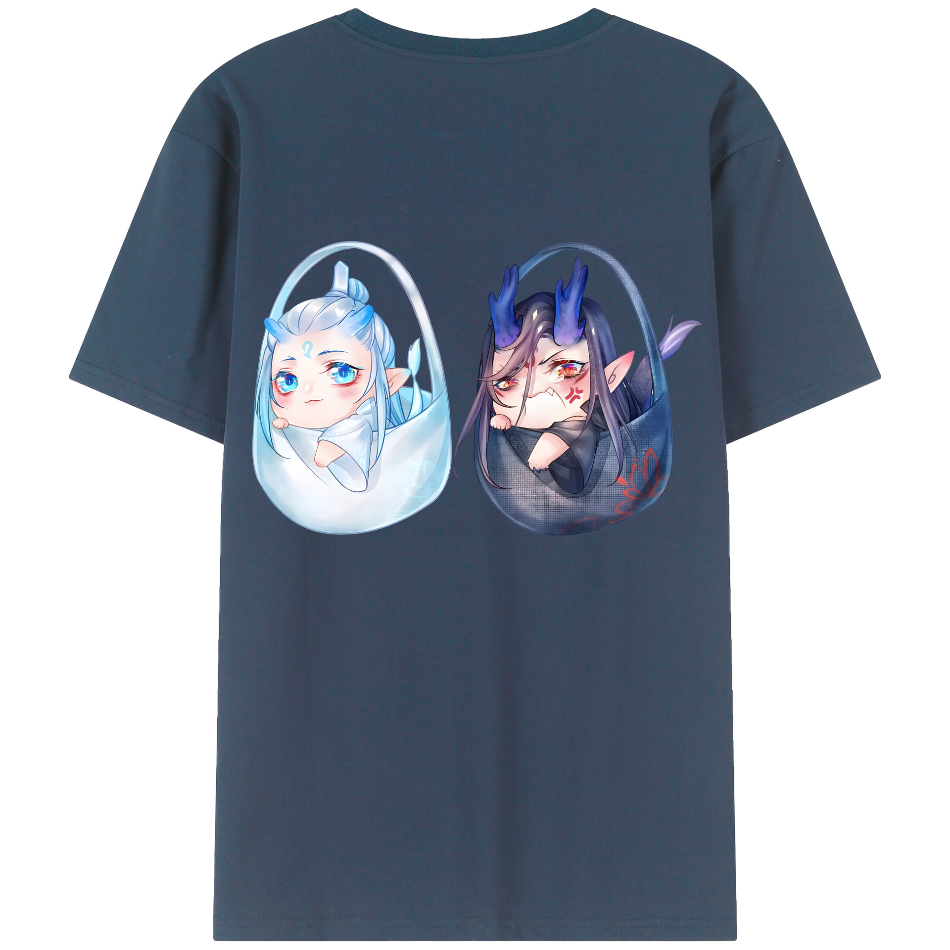 （画像用） Ne Zha 2 ナタ 魔童の大暴れ 綿100％ メンズ半袖Tシャツ（バックプリント） 通気性