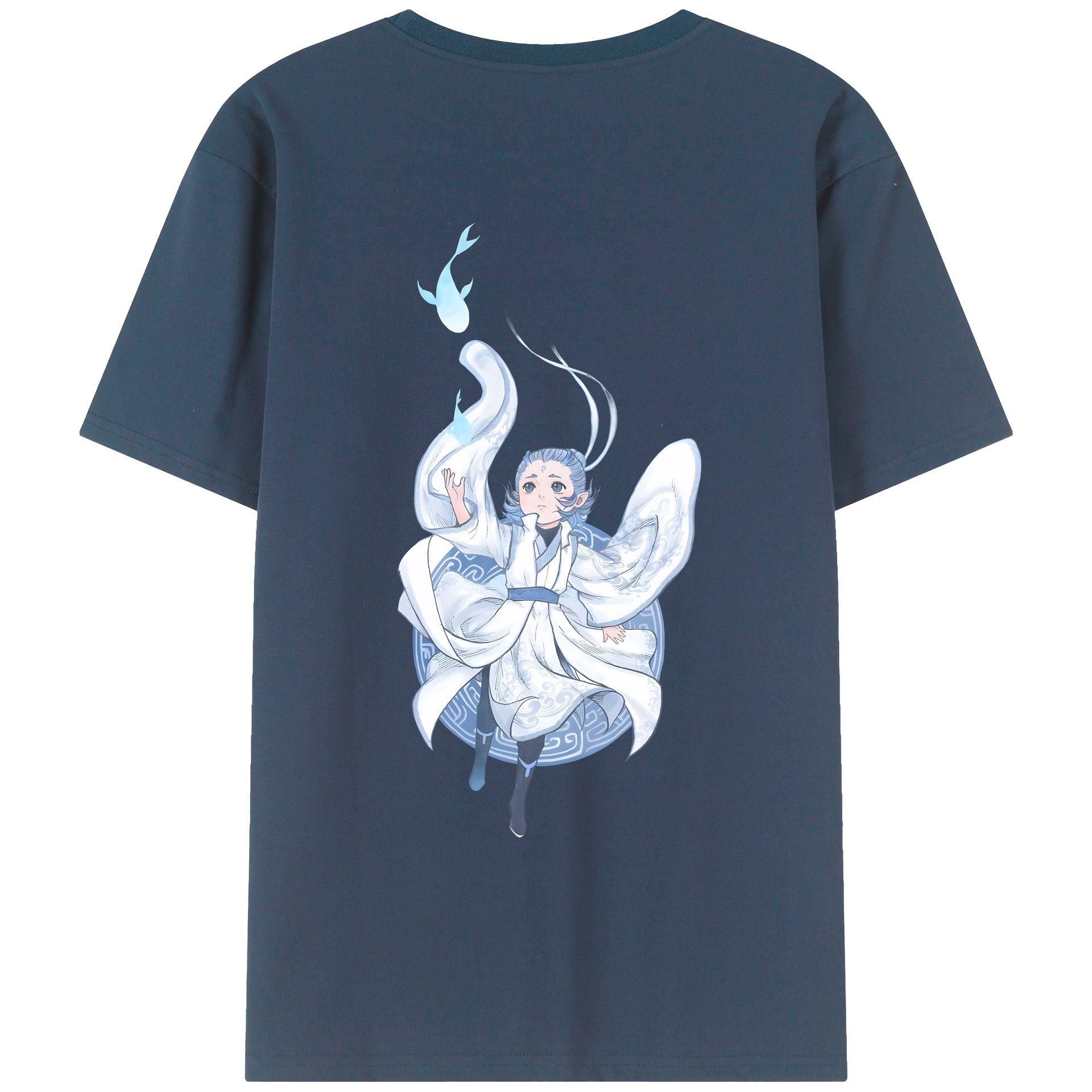 （画像用） Ne Zha 2 ナタ 魔童の大暴れ 綿100％ メンズ半袖Tシャツ（バックプリント） 通気性