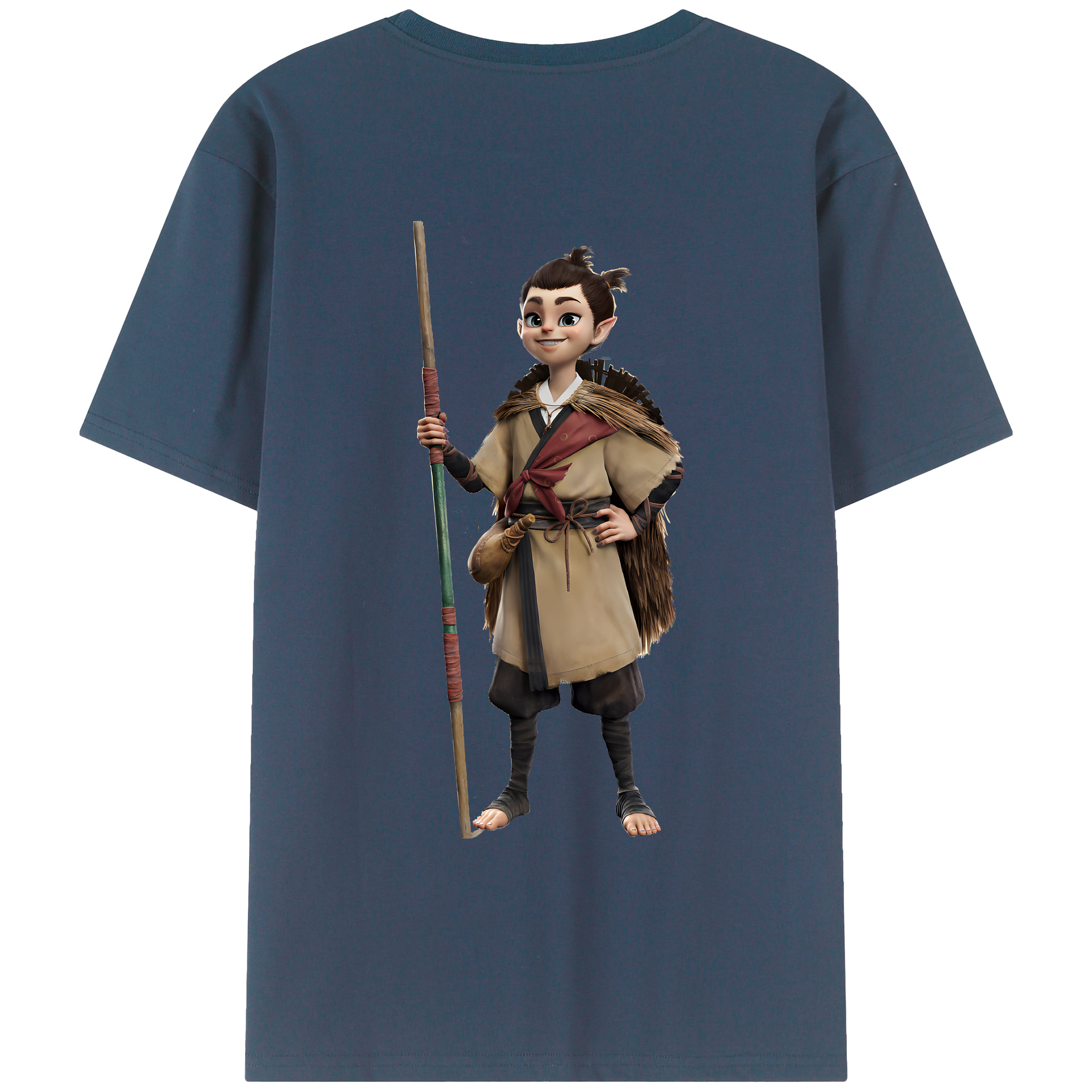 （画像用） Ne Zha 2 ナタ 魔童の大暴れ 綿100％ メンズ半袖Tシャツ（バックプリント） 通気性