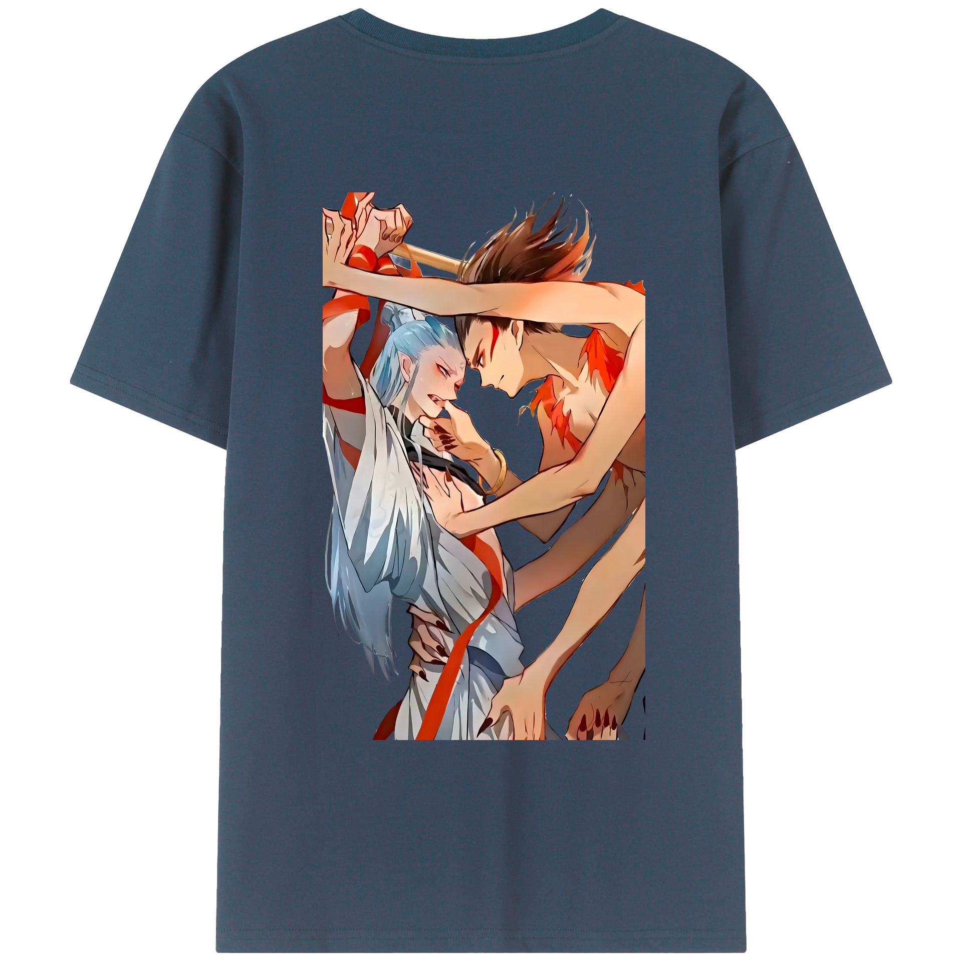 （画像用） Ne Zha 2 ナタ 魔童の大暴れ 綿100％ メンズ半袖Tシャツ（バックプリント） 通気性