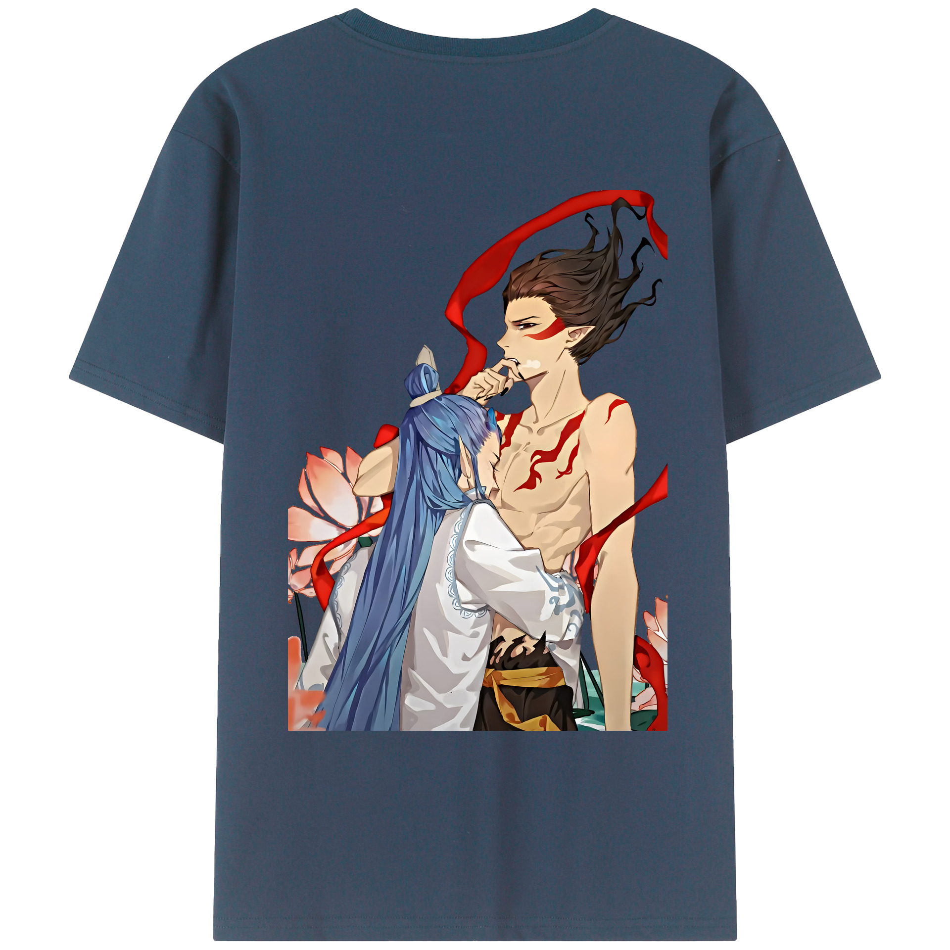 （画像用） Ne Zha 2 ナタ 魔童の大暴れ 綿100％ メンズ半袖Tシャツ（バックプリント） 通気性
