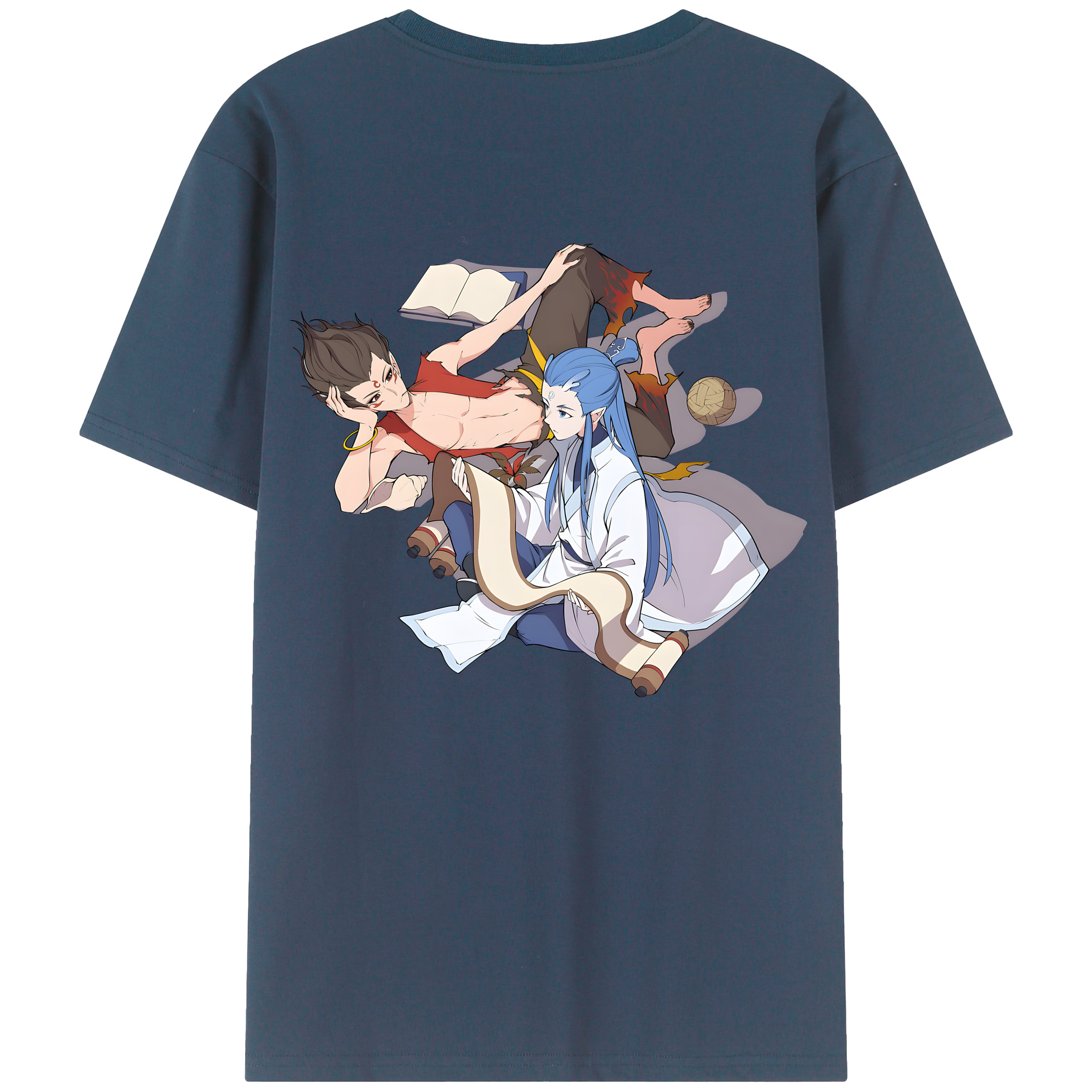 （画像用） Ne Zha 2 ナタ 魔童の大暴れ 綿100％ メンズ半袖Tシャツ（バックプリント） 通気性