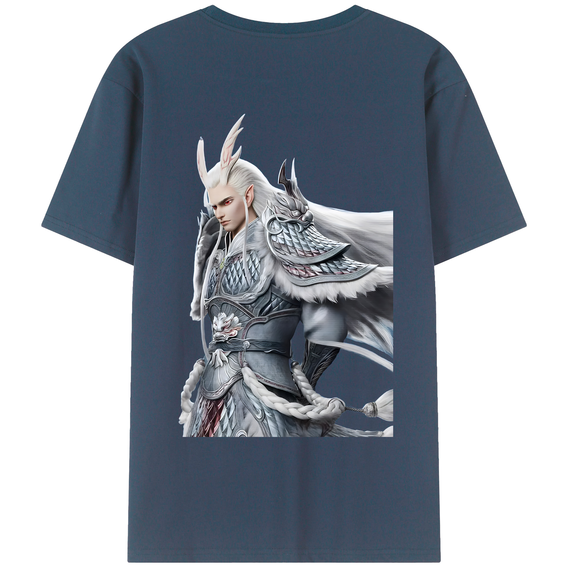 （画像用） Ne Zha 2 ナタ 魔童の大暴れ 綿100％ メンズ半袖Tシャツ（バックプリント） 通気性