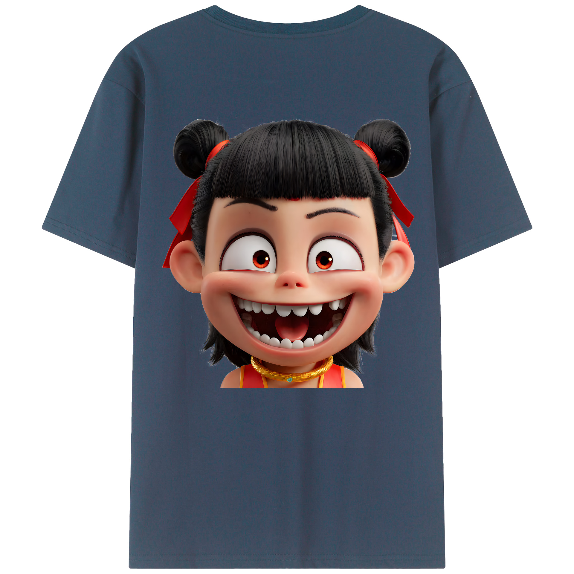 （画像用） Ne Zha 2 ナタ 魔童の大暴れ 綿100％ メンズ半袖Tシャツ（バックプリント） 通気性