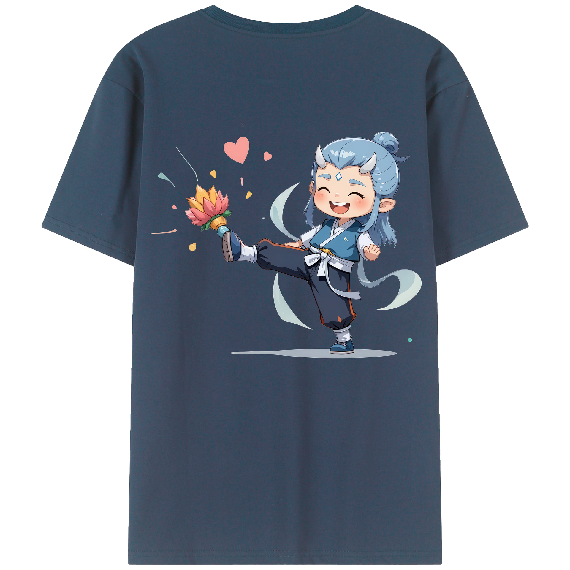 （画像用） Ne Zha 2 ナタ 魔童の大暴れ 綿100％ メンズ半袖Tシャツ（バックプリント） 通気性