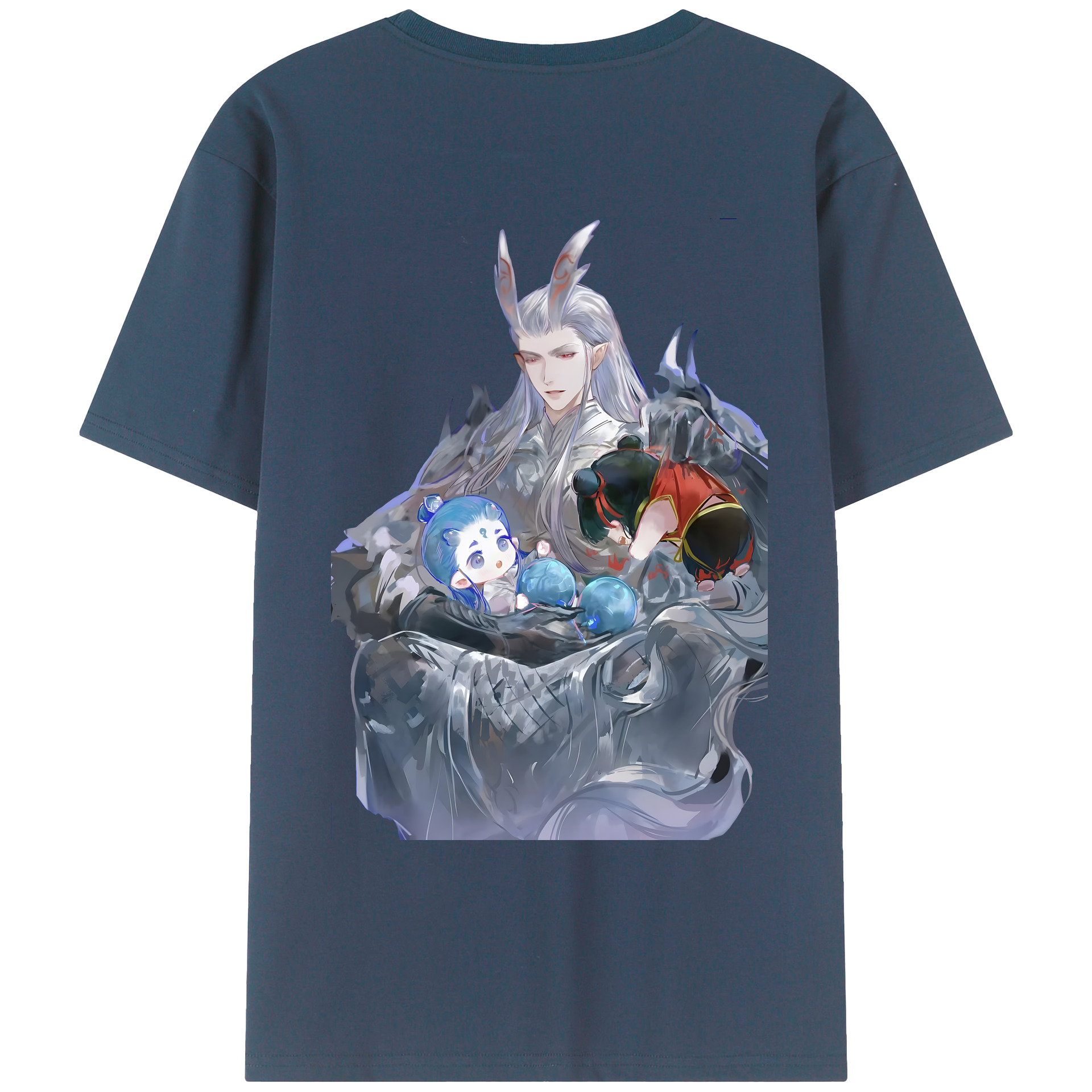 （画像用） Ne Zha 2 ナタ 魔童の大暴れ 綿100％ メンズ半袖Tシャツ（バックプリント） 通気性