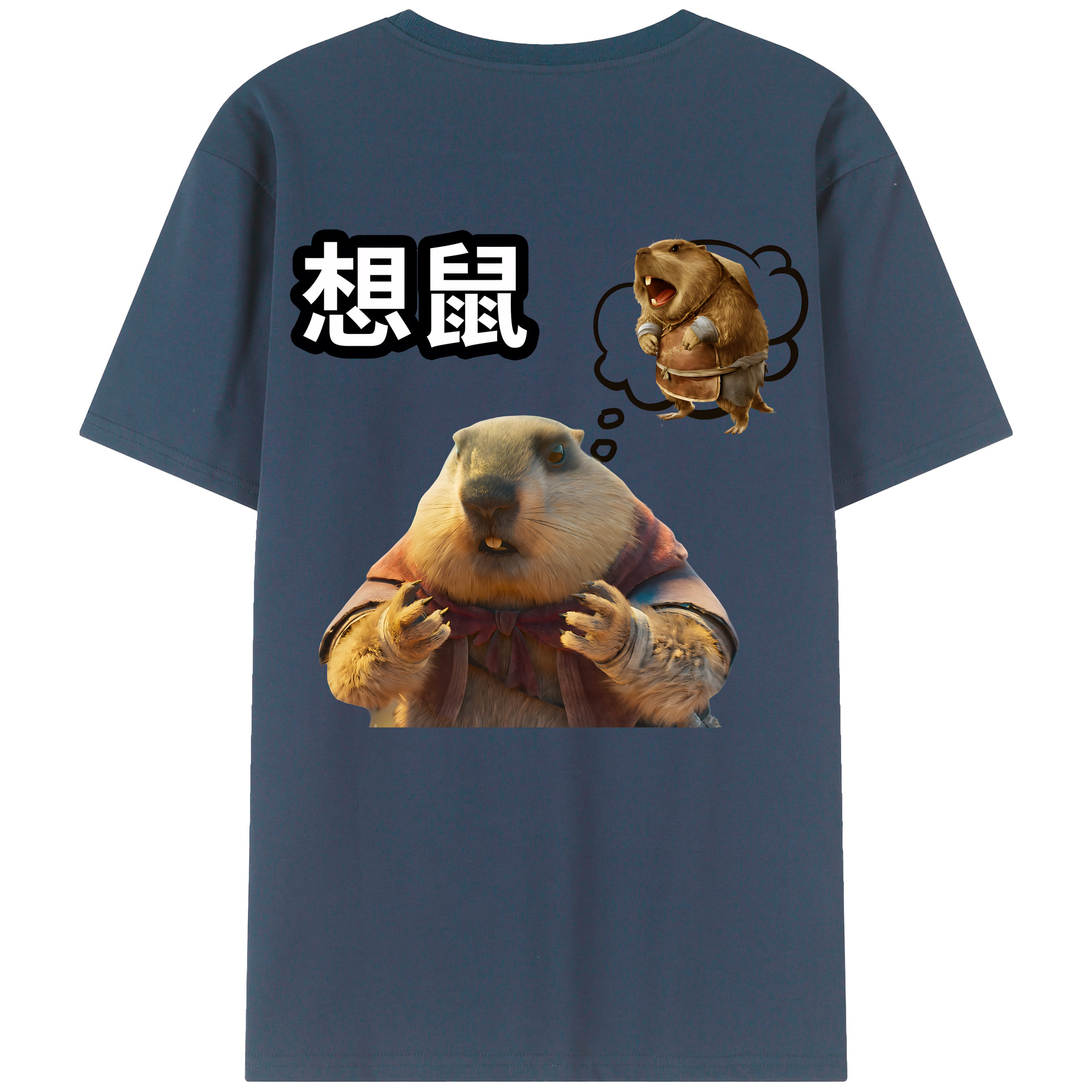 （画像用） Ne Zha 2 ナタ 魔童の大暴れ 綿100％ メンズ半袖Tシャツ（バックプリント） 通気性