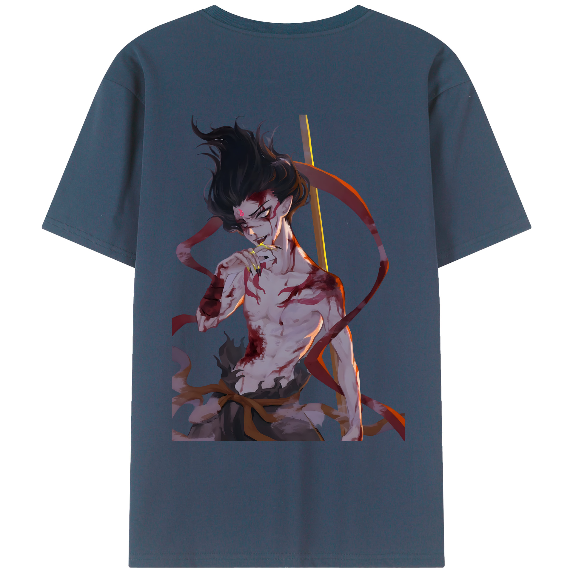 （画像用） Ne Zha 2 ナタ 魔童の大暴れ 綿100％ メンズ半袖Tシャツ（バックプリント） 通気性