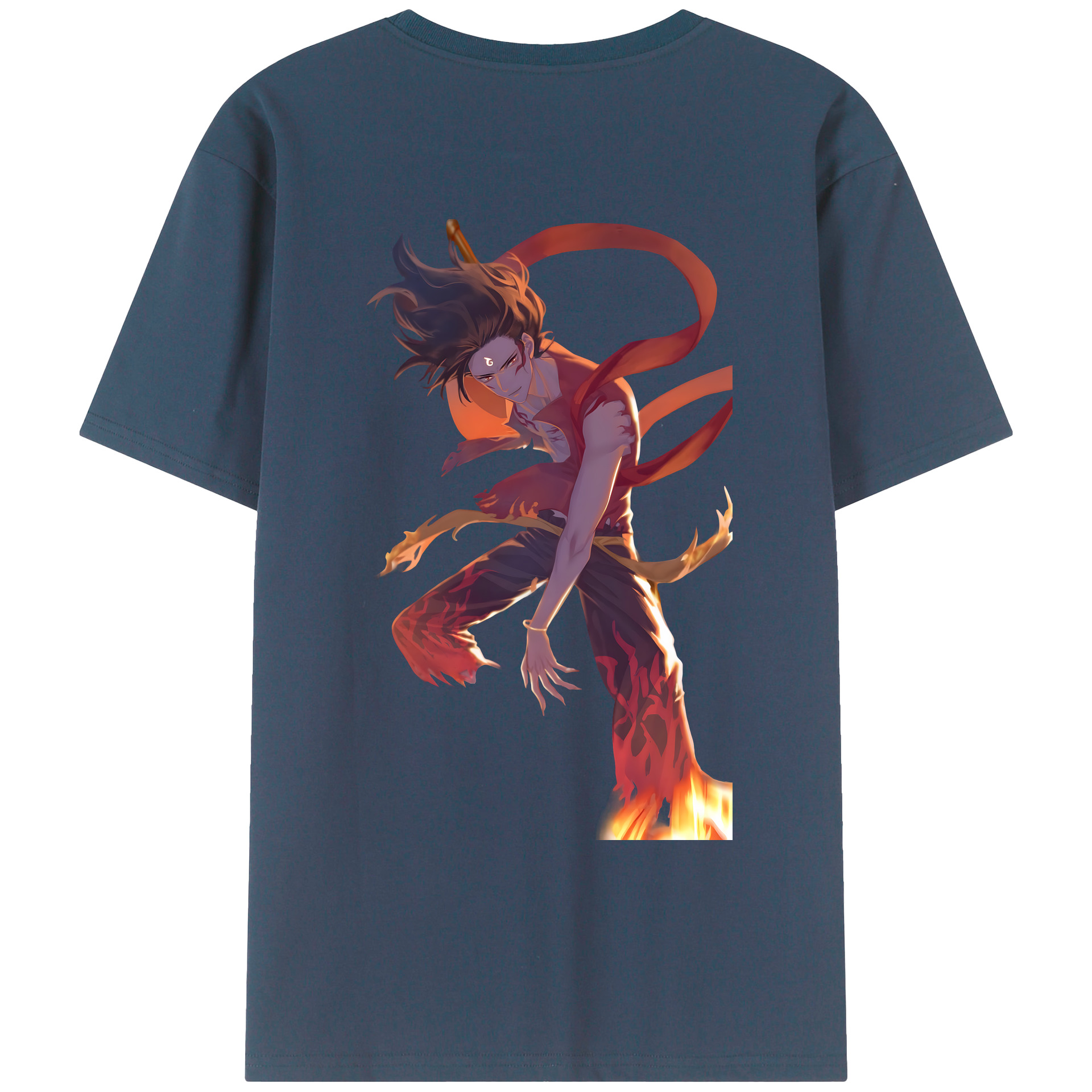 （画像用） Ne Zha 2 ナタ 魔童の大暴れ 綿100％ メンズ半袖Tシャツ（バックプリント） 通気性