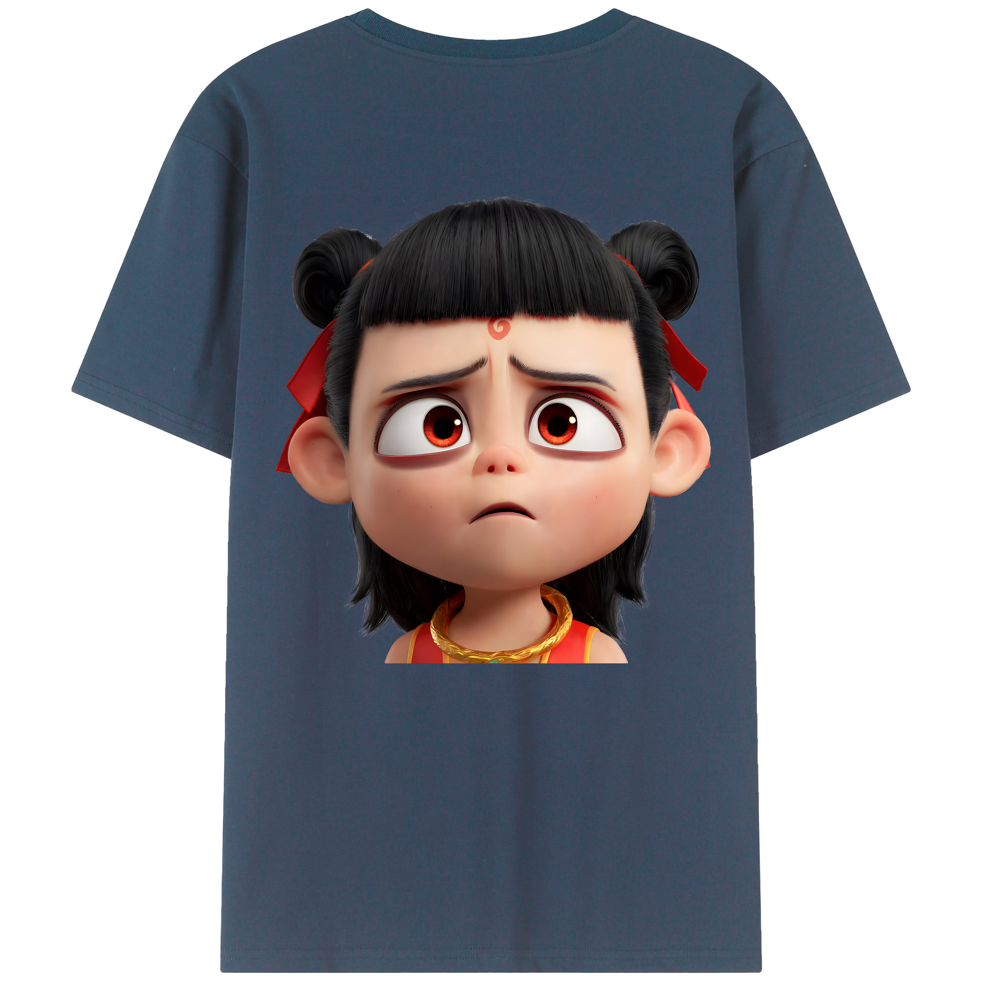 （画像用） Ne Zha 2 ナタ 魔童の大暴れ 綿100％ メンズ半袖Tシャツ（バックプリント） 通気性