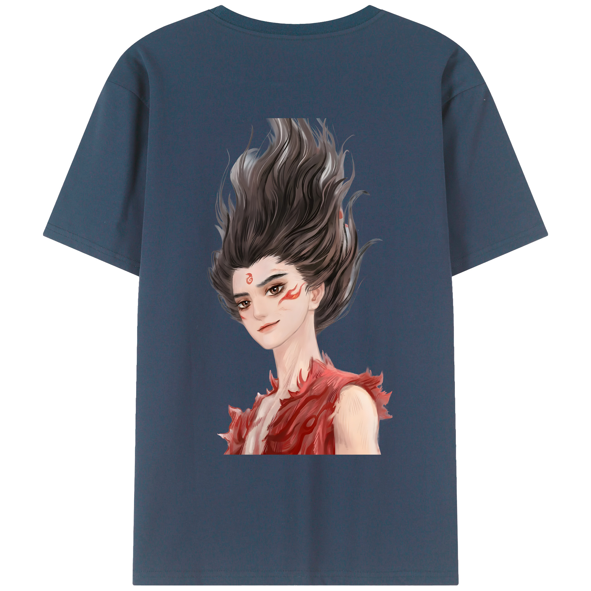 （画像用） Ne Zha 2 ナタ 魔童の大暴れ 綿100％ メンズ半袖Tシャツ（バックプリント） 通気性