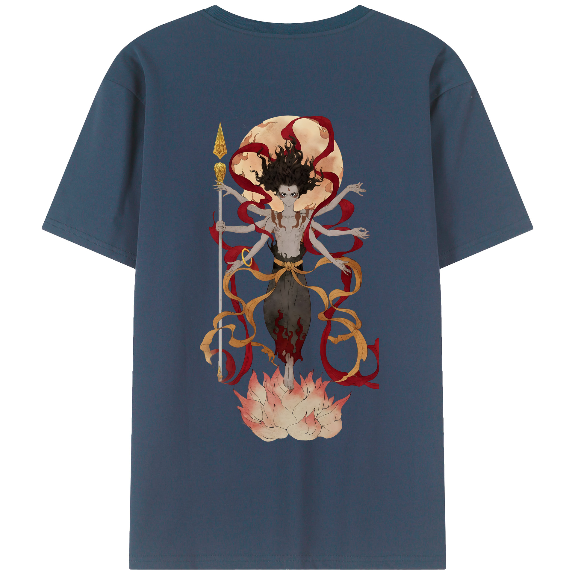 （画像用） Ne Zha 2 ナタ 魔童の大暴れ 綿100％ メンズ半袖Tシャツ（バックプリント） 通気性