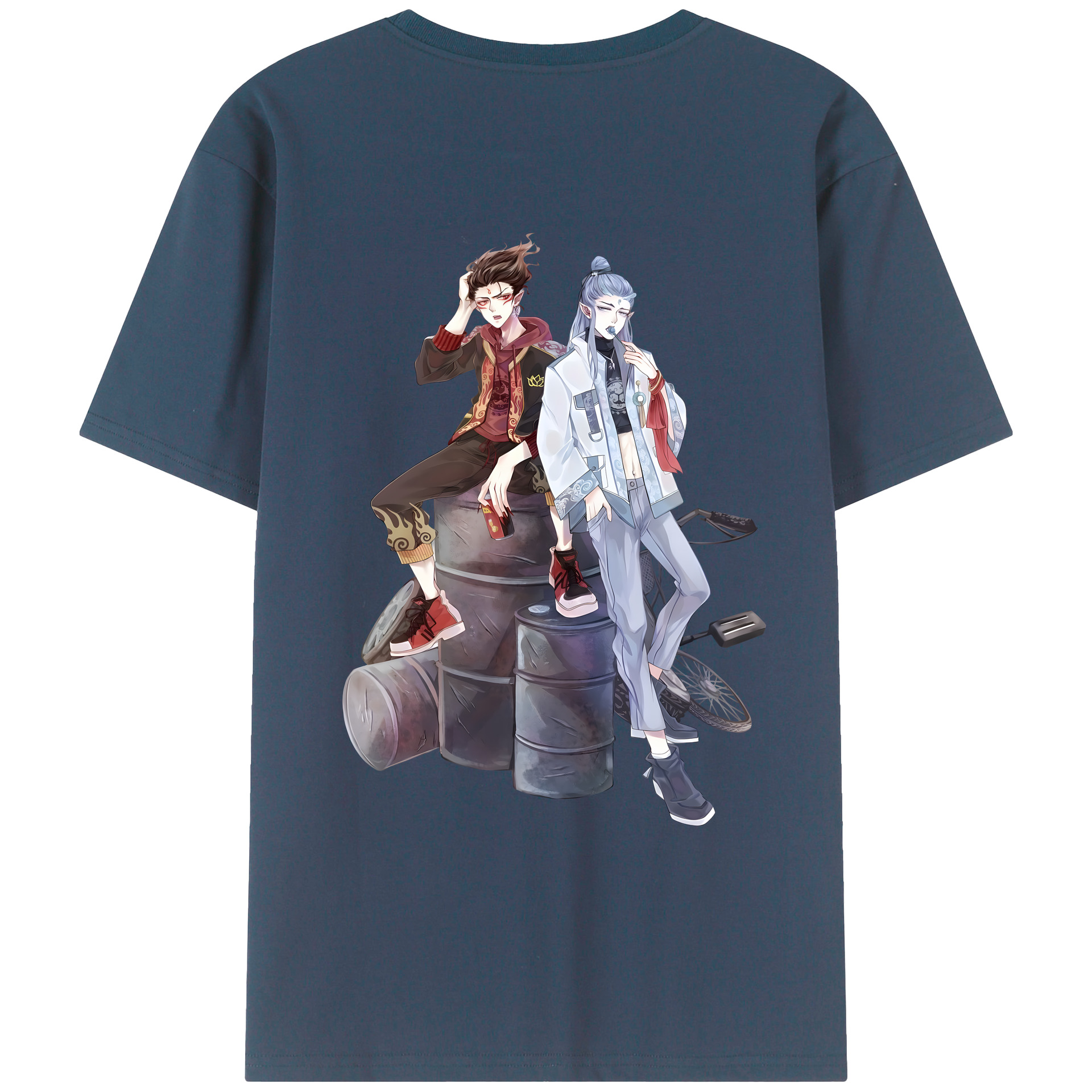 （画像用） Ne Zha 2 ナタ 魔童の大暴れ 綿100％ メンズ半袖Tシャツ（バックプリント） 通気性