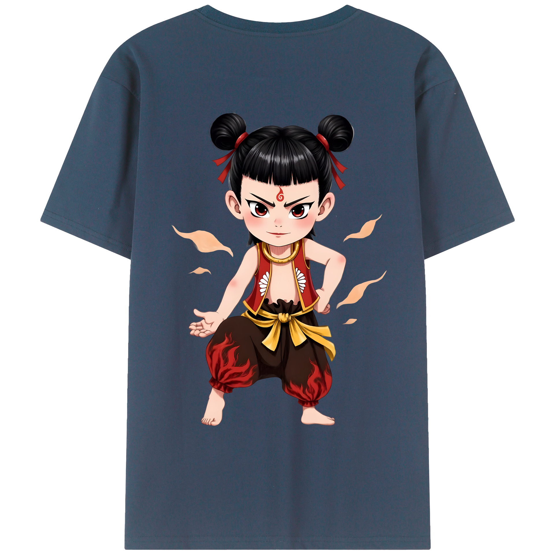（画像用） Ne Zha 2 ナタ 魔童の大暴れ 綿100％ メンズ半袖Tシャツ（バックプリント） 通気性