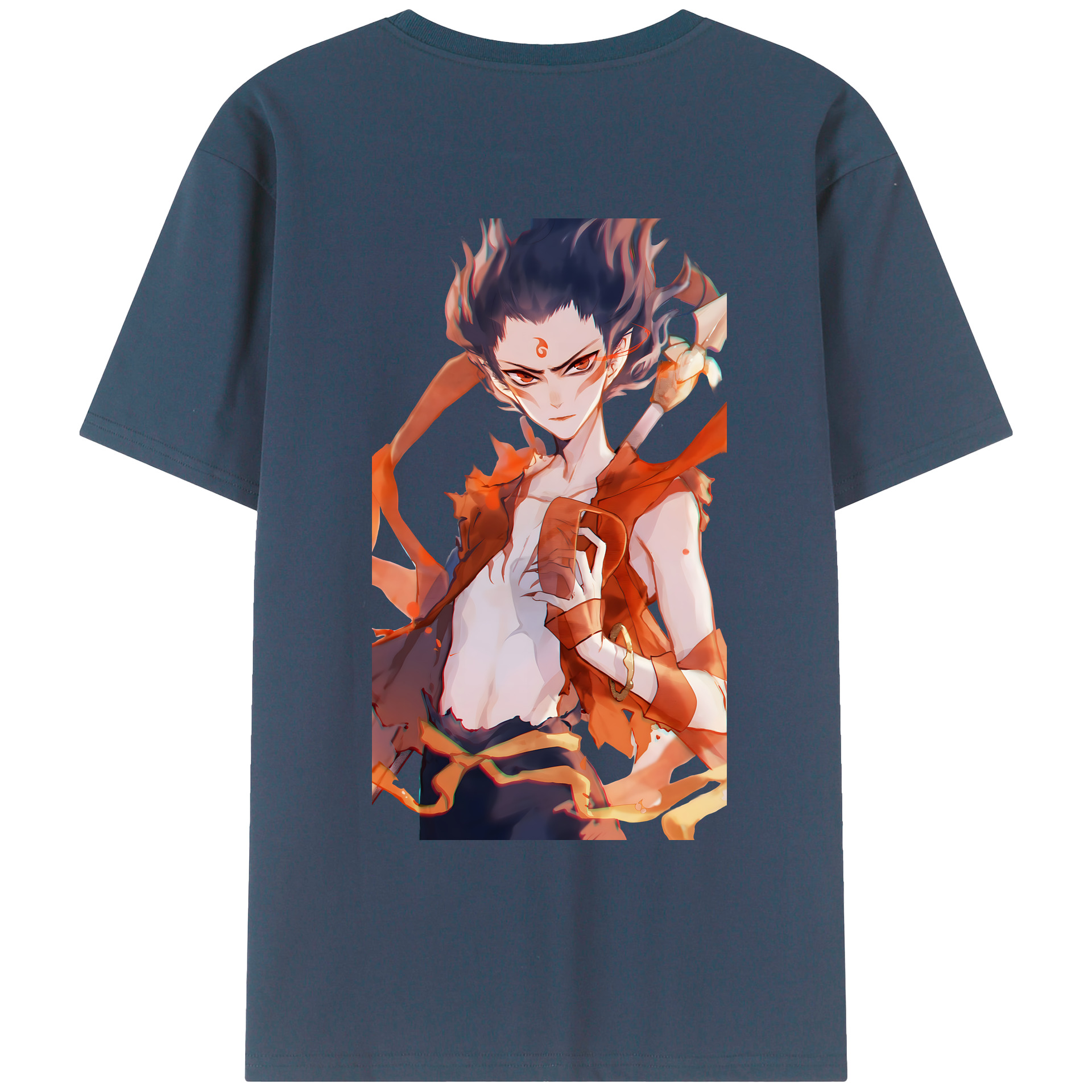 （画像用） Ne Zha 2 ナタ 魔童の大暴れ 綿100％ メンズ半袖Tシャツ（バックプリント） 通気性