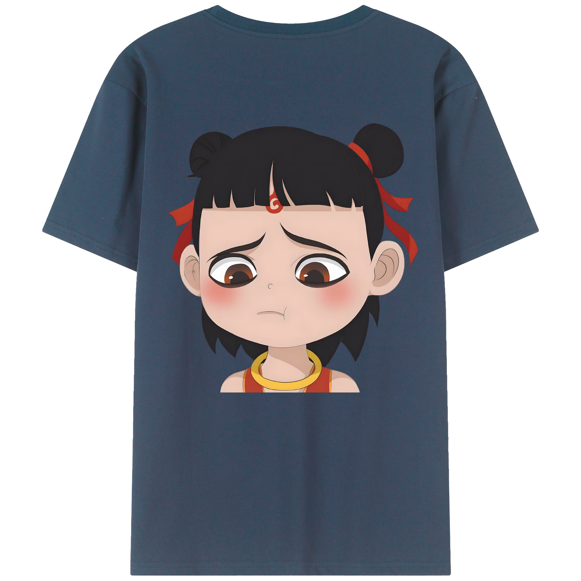 （画像用） Ne Zha 2 ナタ 魔童の大暴れ 綿100％ メンズ半袖Tシャツ（バックプリント） 通気性