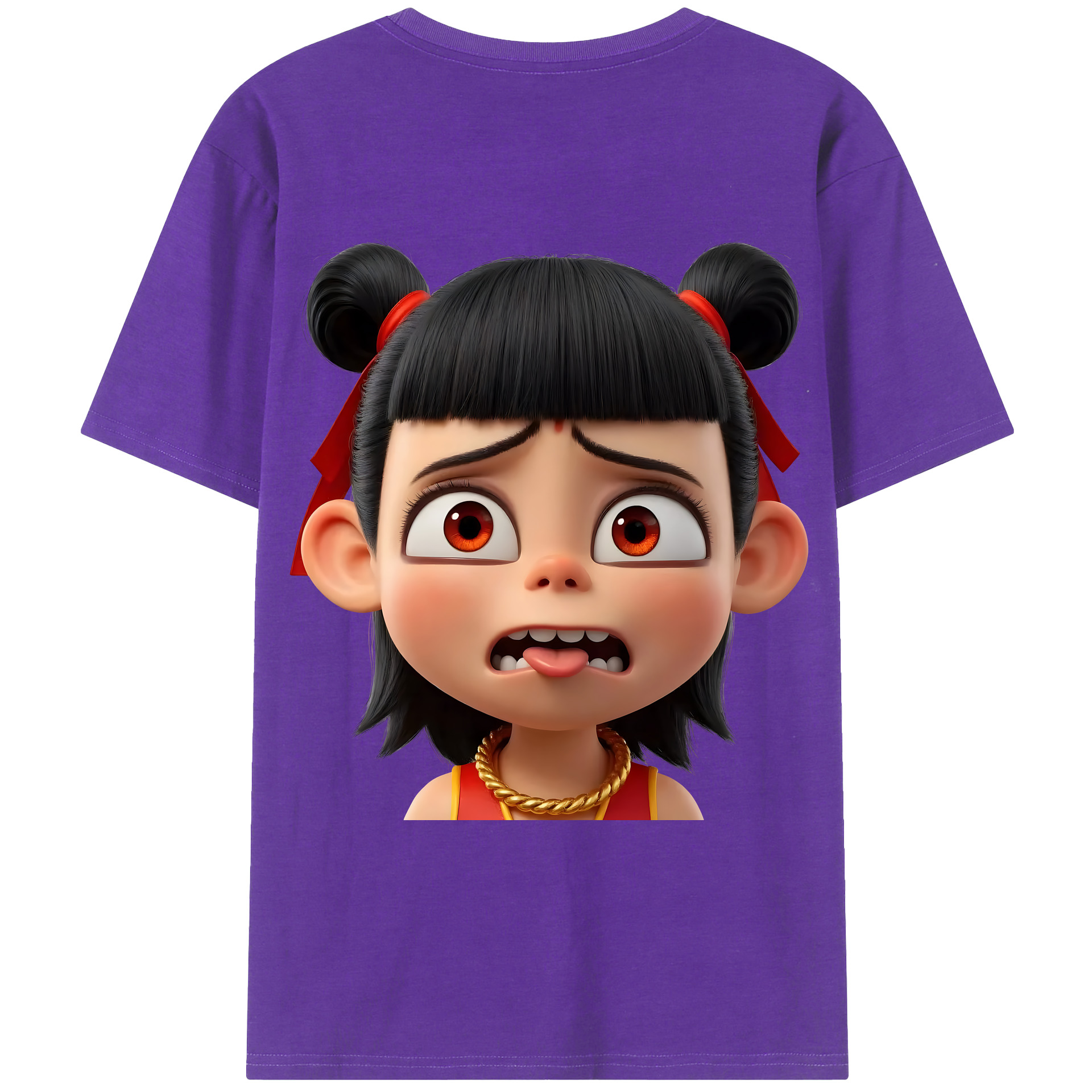 （画像用） Ne Zha 2 ナタ 魔童の大暴れ 綿100％ メンズ半袖Tシャツ（バックプリント） 通気性