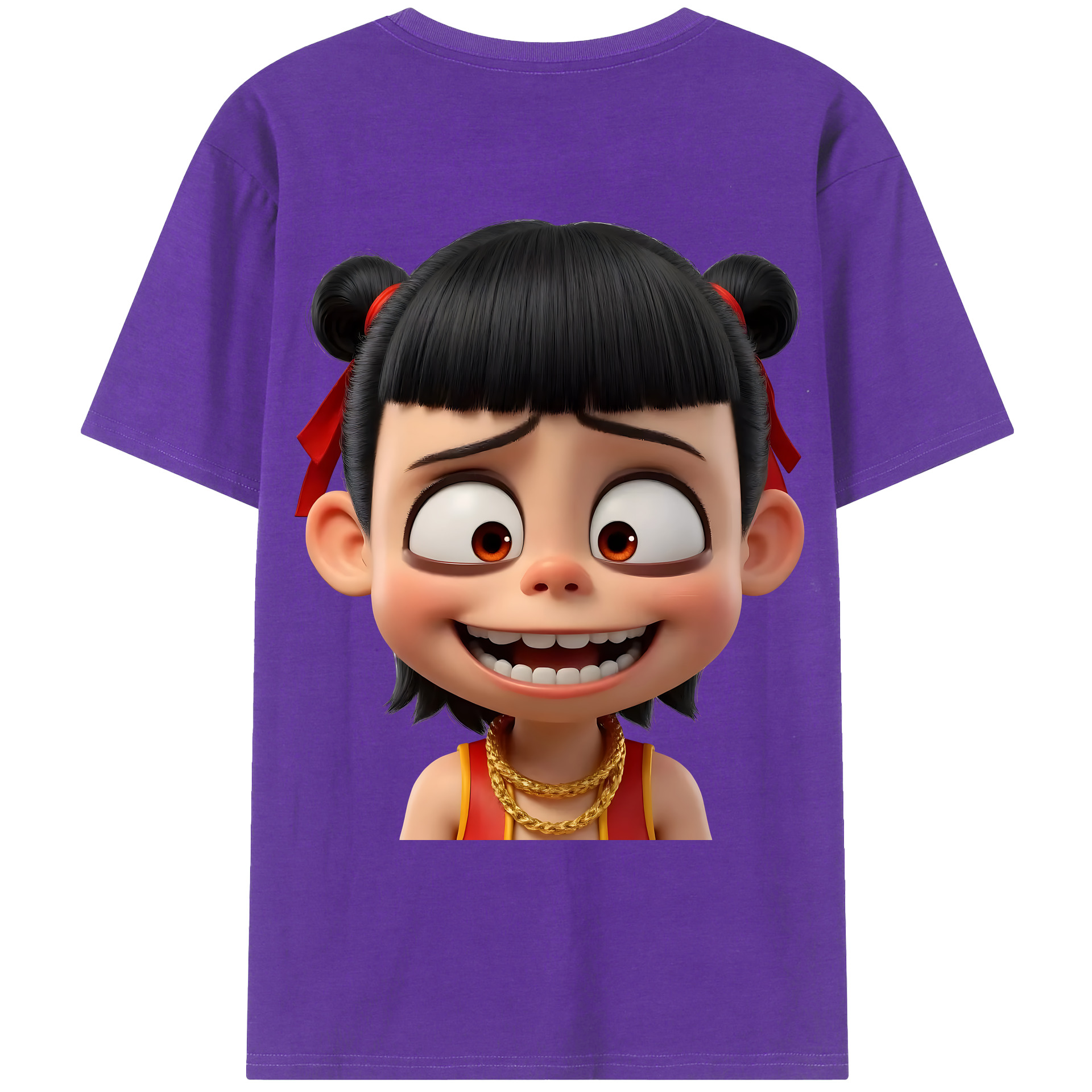 （画像用） Ne Zha 2 ナタ 魔童の大暴れ 綿100％ メンズ半袖Tシャツ（バックプリント） 通気性