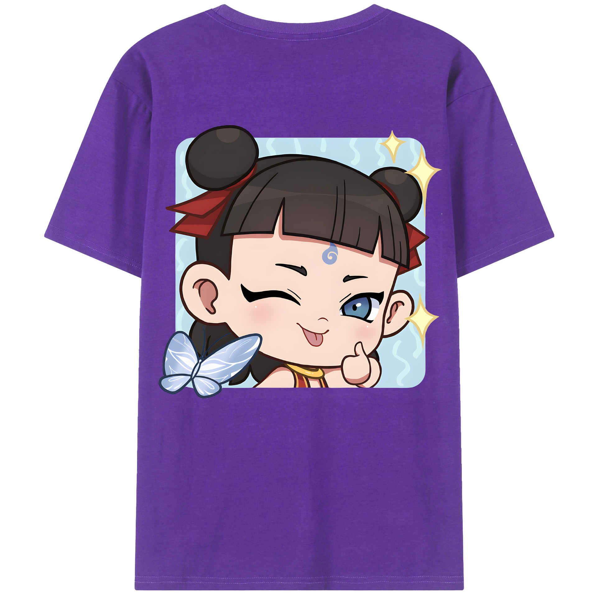 （画像用） Ne Zha 2 ナタ 魔童の大暴れ 綿100％ メンズ半袖Tシャツ（バックプリント） 通気性