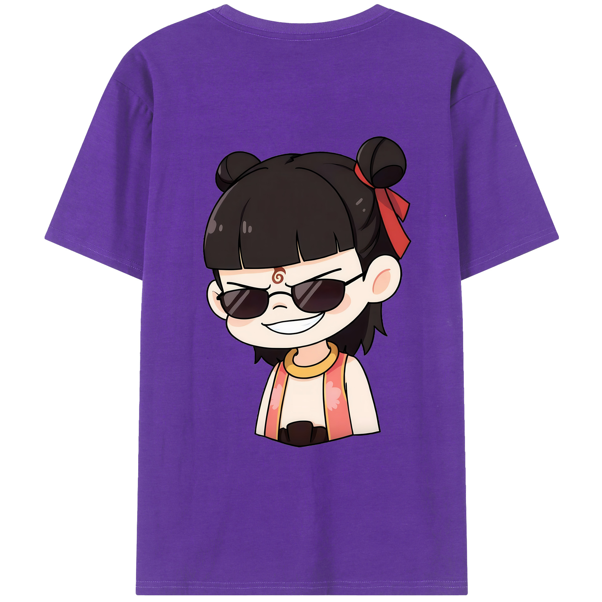 （画像用） Ne Zha 2 ナタ 魔童の大暴れ 綿100％ メンズ半袖Tシャツ（バックプリント） 通気性