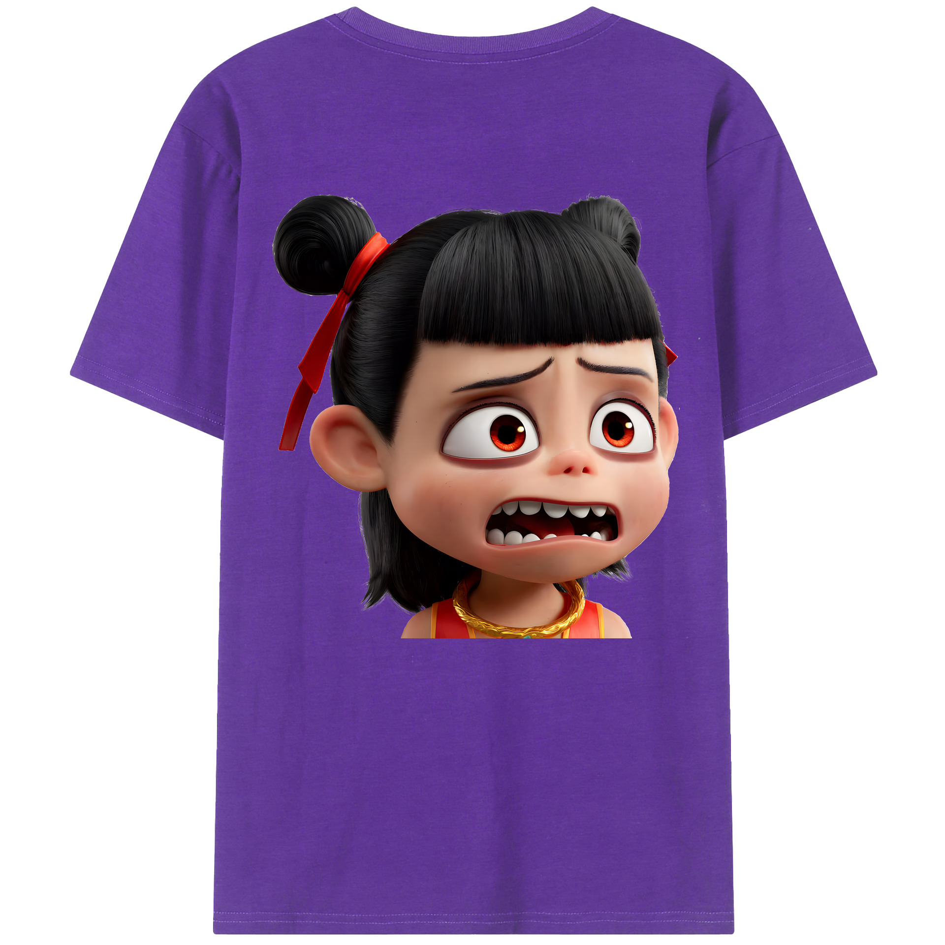（画像用） Ne Zha 2 ナタ 魔童の大暴れ 綿100％ メンズ半袖Tシャツ（バックプリント） 通気性