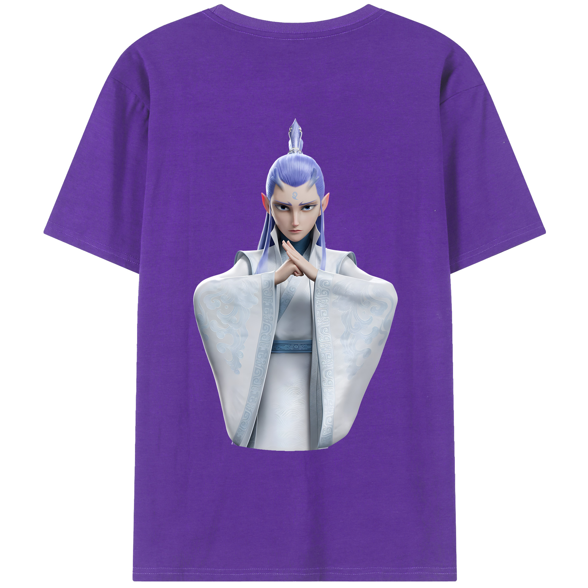 （画像用） Ne Zha 2 ナタ 魔童の大暴れ 綿100％ メンズ半袖Tシャツ（バックプリント） 通気性