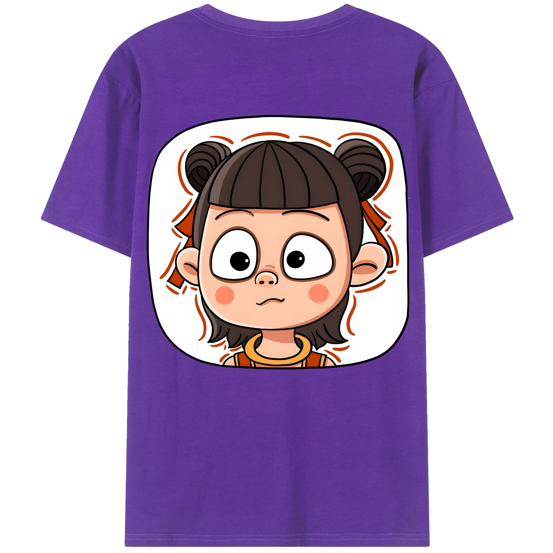 （画像用） Ne Zha 2 ナタ 魔童の大暴れ 綿100％ メンズ半袖Tシャツ（バックプリント） 通気性
