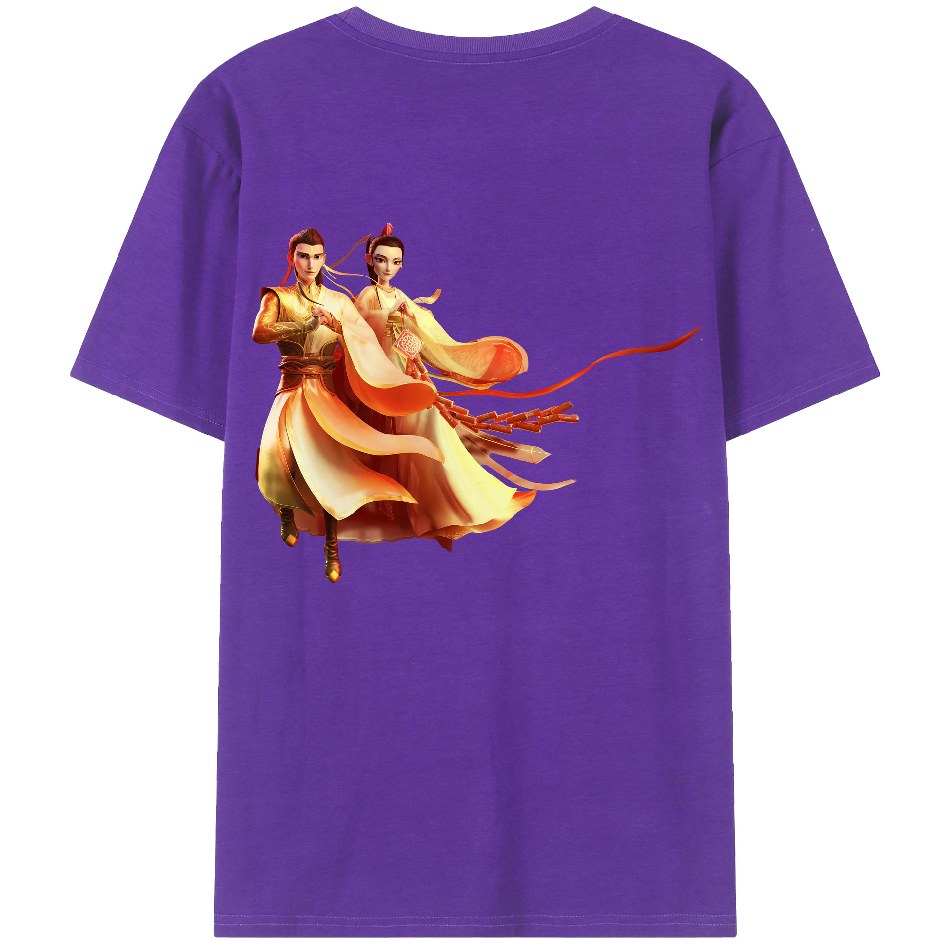 （画像用） Ne Zha 2 ナタ 魔童の大暴れ 綿100％ メンズ半袖Tシャツ（バックプリント） 通気性