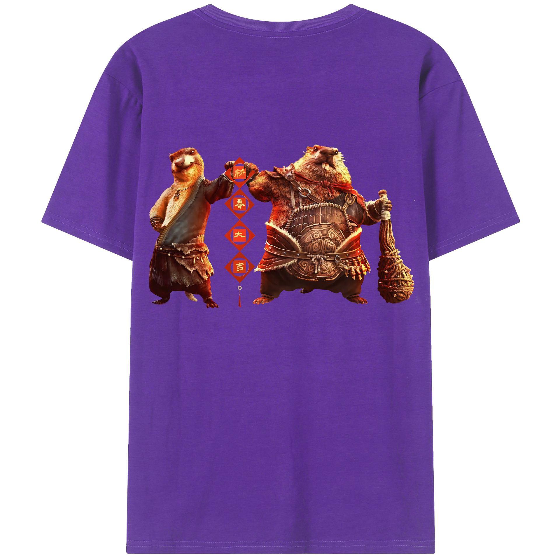 （画像用） Ne Zha 2 ナタ 魔童の大暴れ 綿100％ メンズ半袖Tシャツ（バックプリント） 通気性