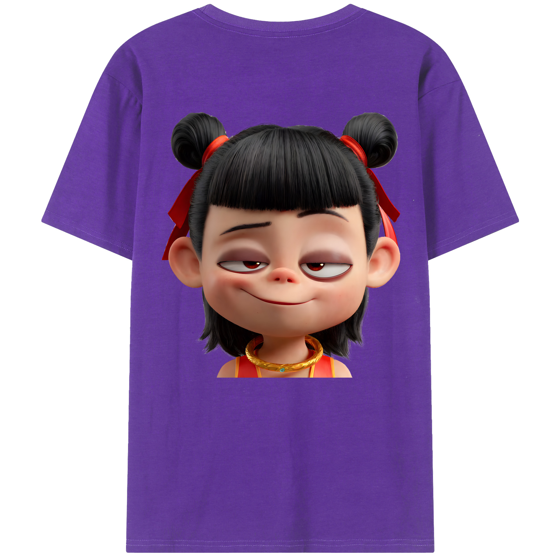 （画像用） Ne Zha 2 ナタ 魔童の大暴れ 綿100％ メンズ半袖Tシャツ（バックプリント） 通気性
